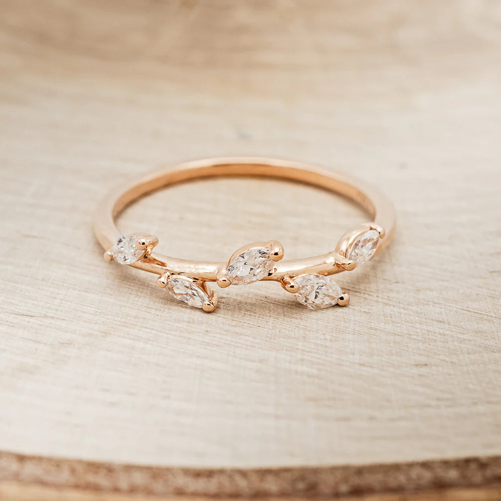 "Idhal" - Marquise Cut Diamond Ring - 14K Rose Gold - Size 7