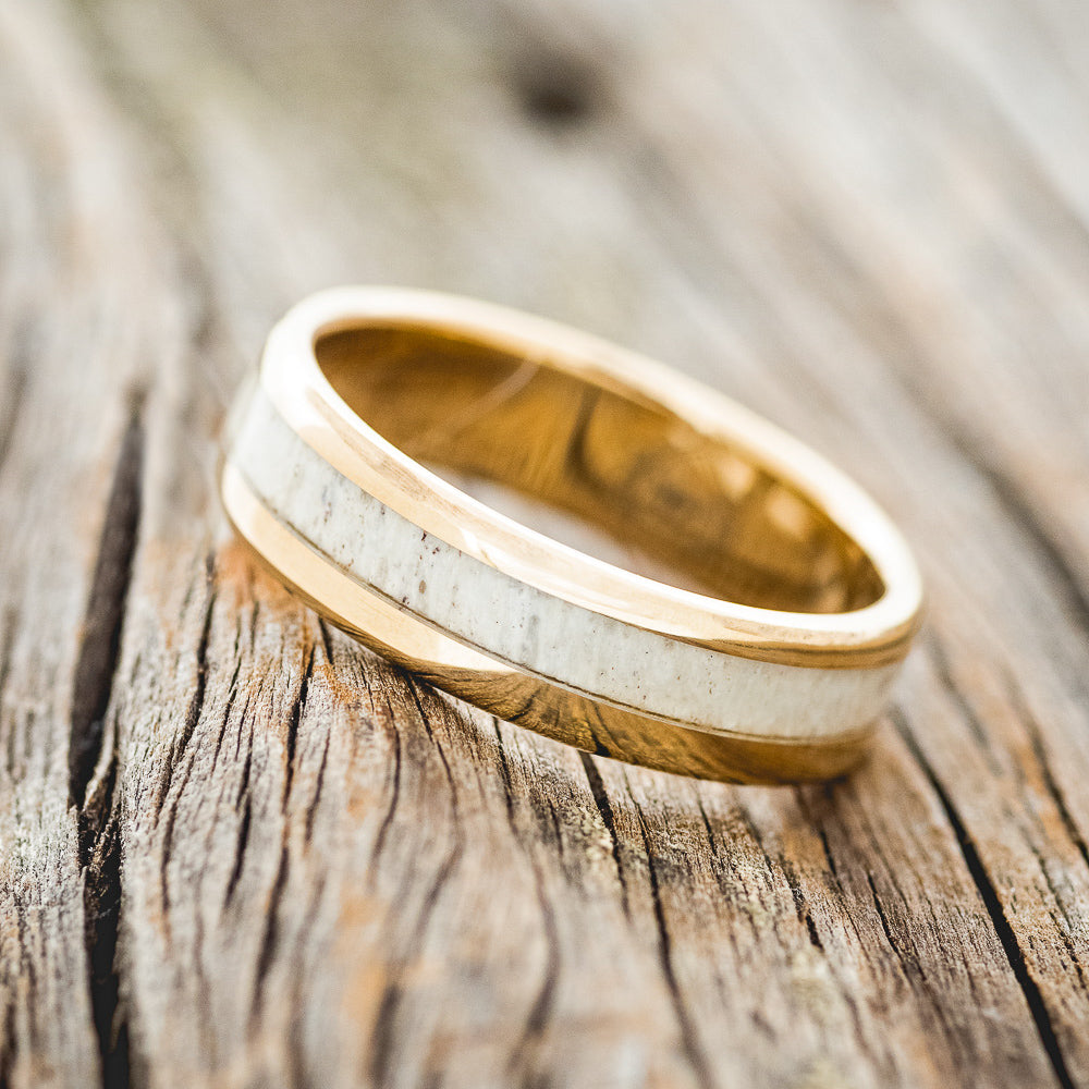 "Castor" - Offset Antler Wedding Ring-Staghead Designs