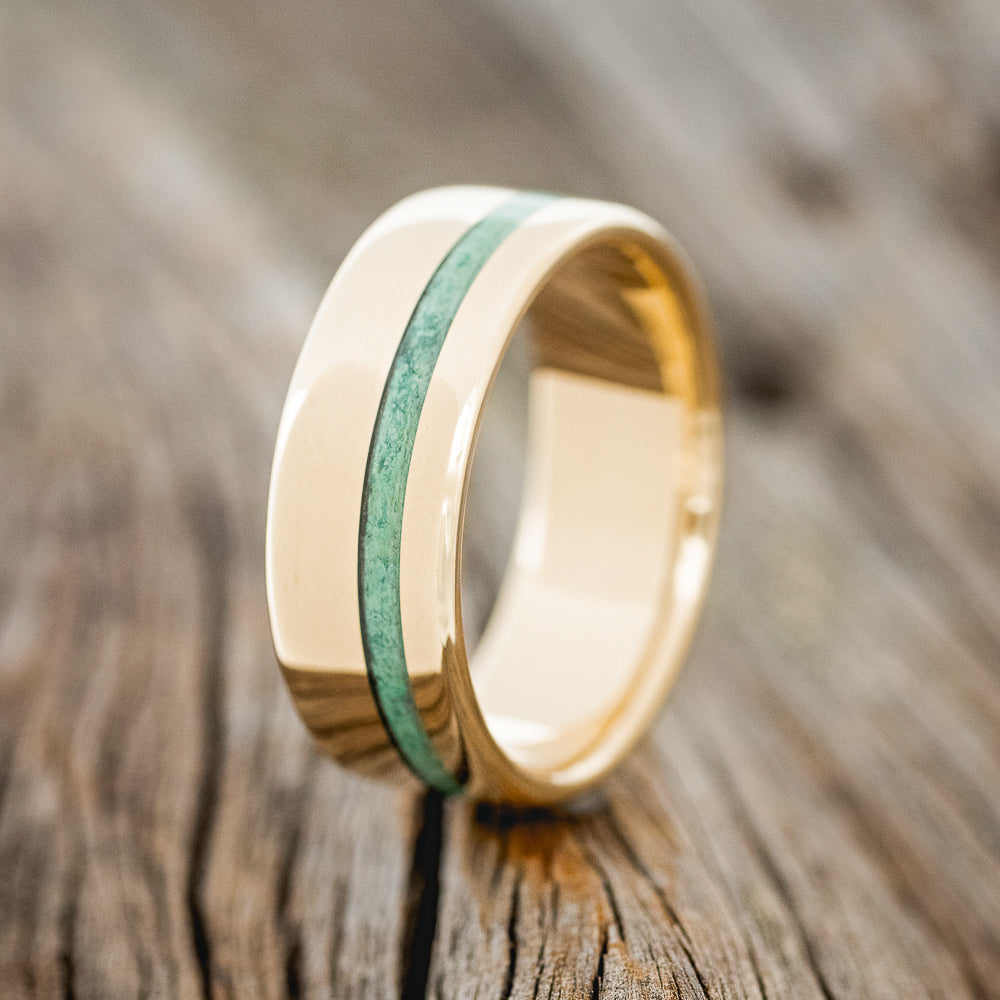 "VERTIGO" - WEDDING BAND WITH SINGLE INLAY-Staghead Designs