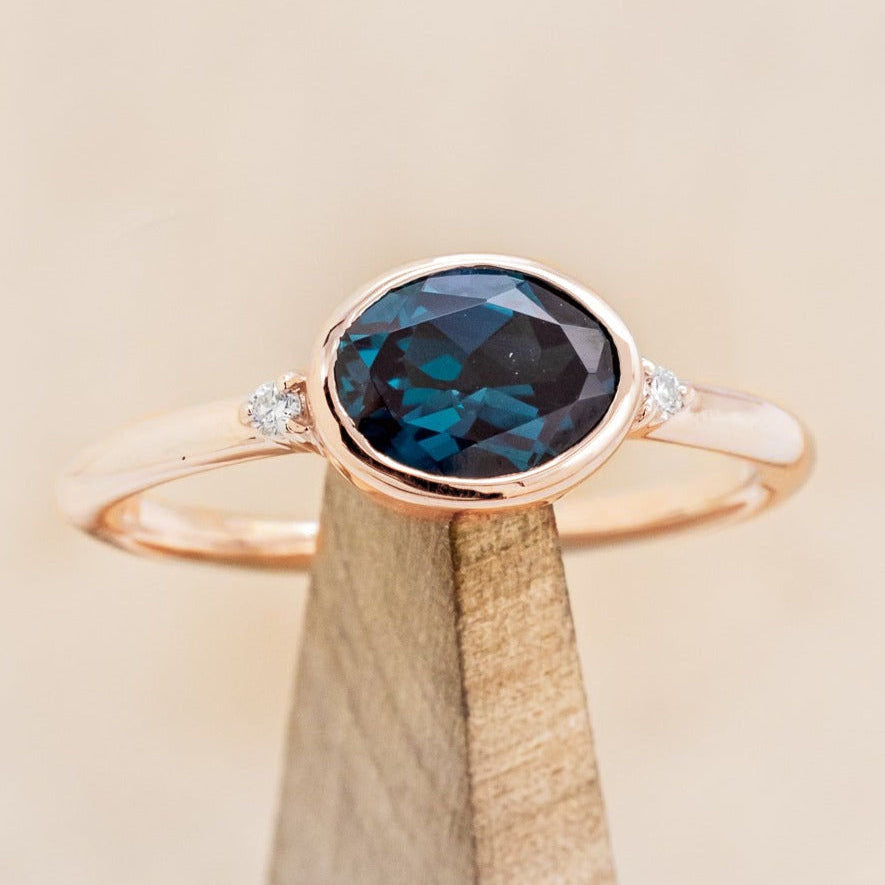 "SASI" - OVAL CUT ENGAGEMENT RING WITH DIAMOND ACCENTS-Staghead Designs
