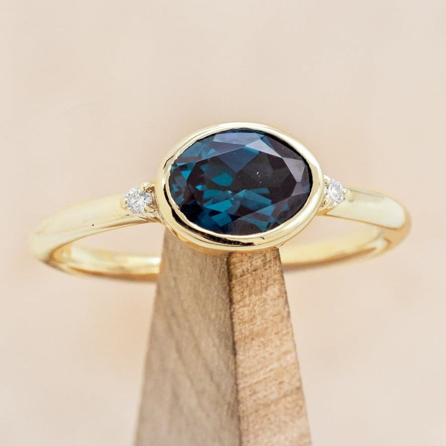 "SASI" - OVAL CUT ENGAGEMENT RING WITH DIAMOND ACCENTS-Staghead Designs