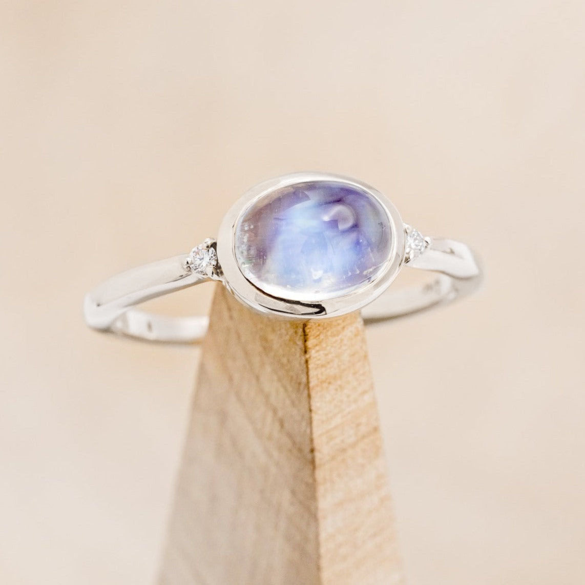 "SASI" - OVAL CUT ENGAGEMENT RING WITH DIAMOND ACCENTS-Staghead Designs
