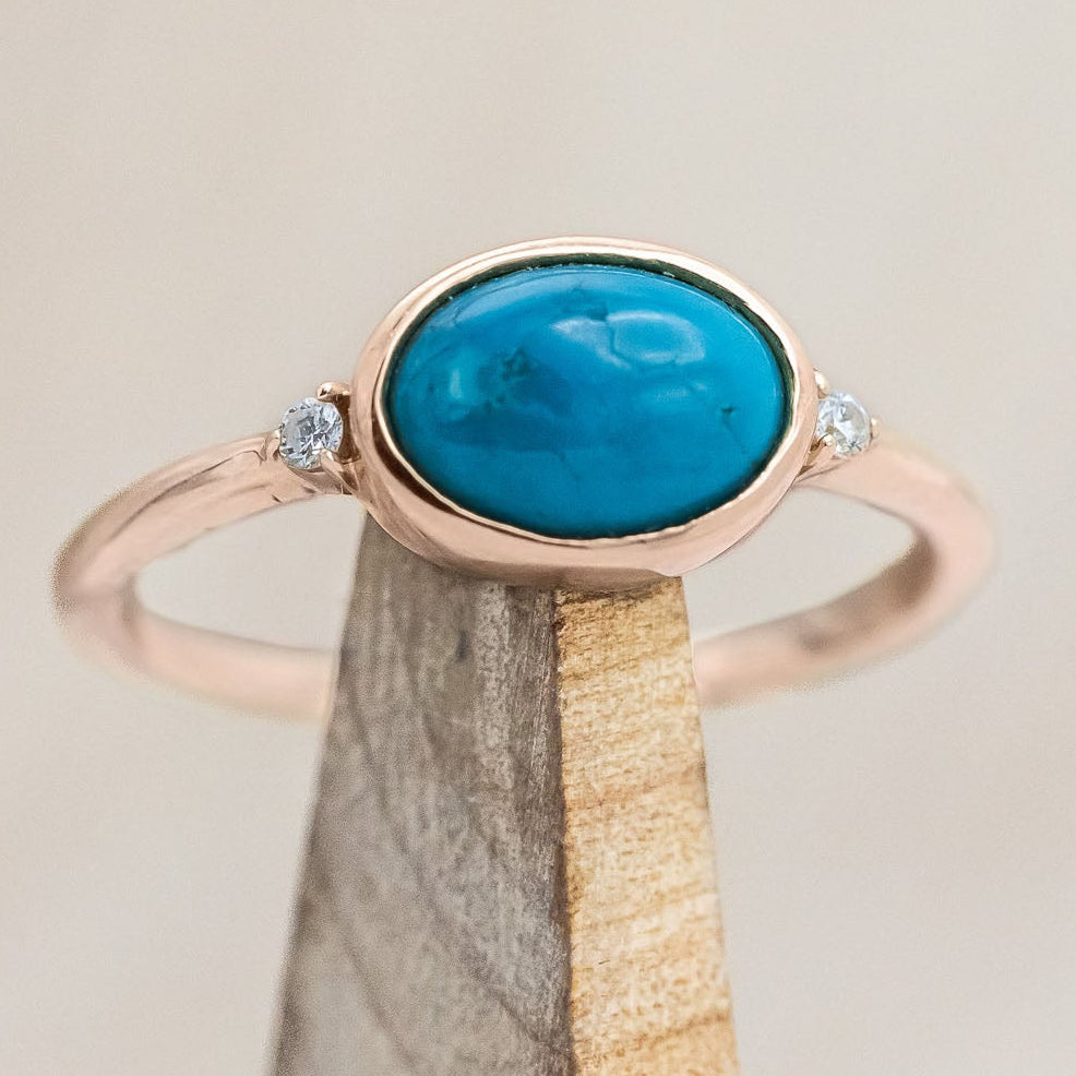 "SASI" - OVAL CUT ENGAGEMENT RING WITH DIAMOND ACCENTS-Staghead Designs
