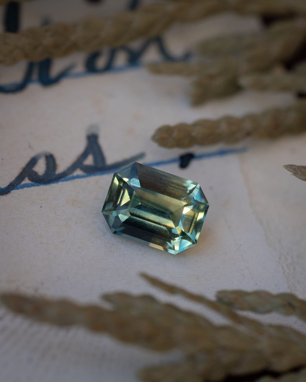 1.05ct 6.45x4.83x3.37mm Emerald Cut Natural Parti-Color Sapphire