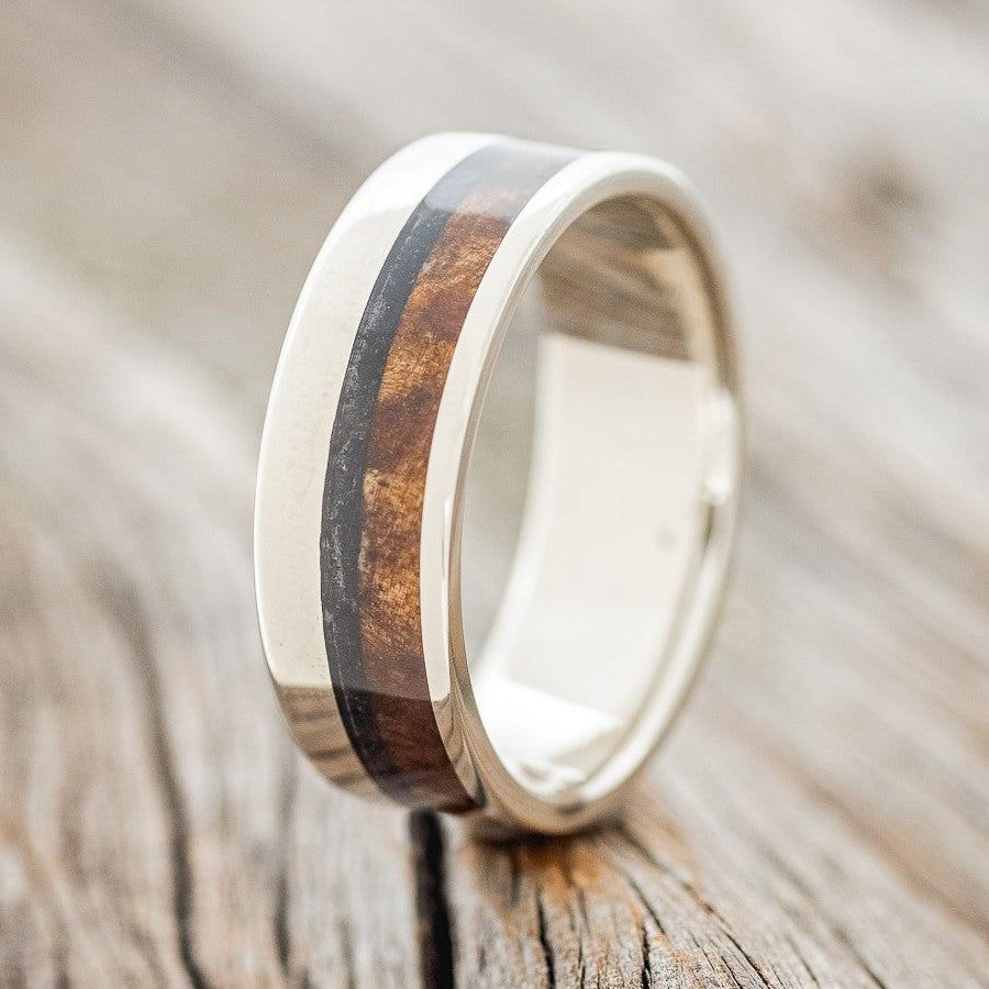 "TANNER" - REDWOOD & JET STONE WEDDING RING-1