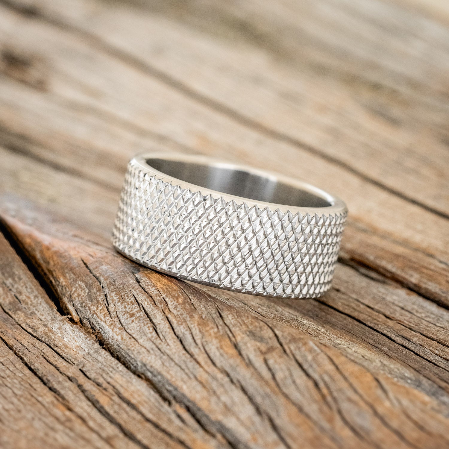 SOLID METAL WEDDING BAND WITH KNURLED FINISH-6