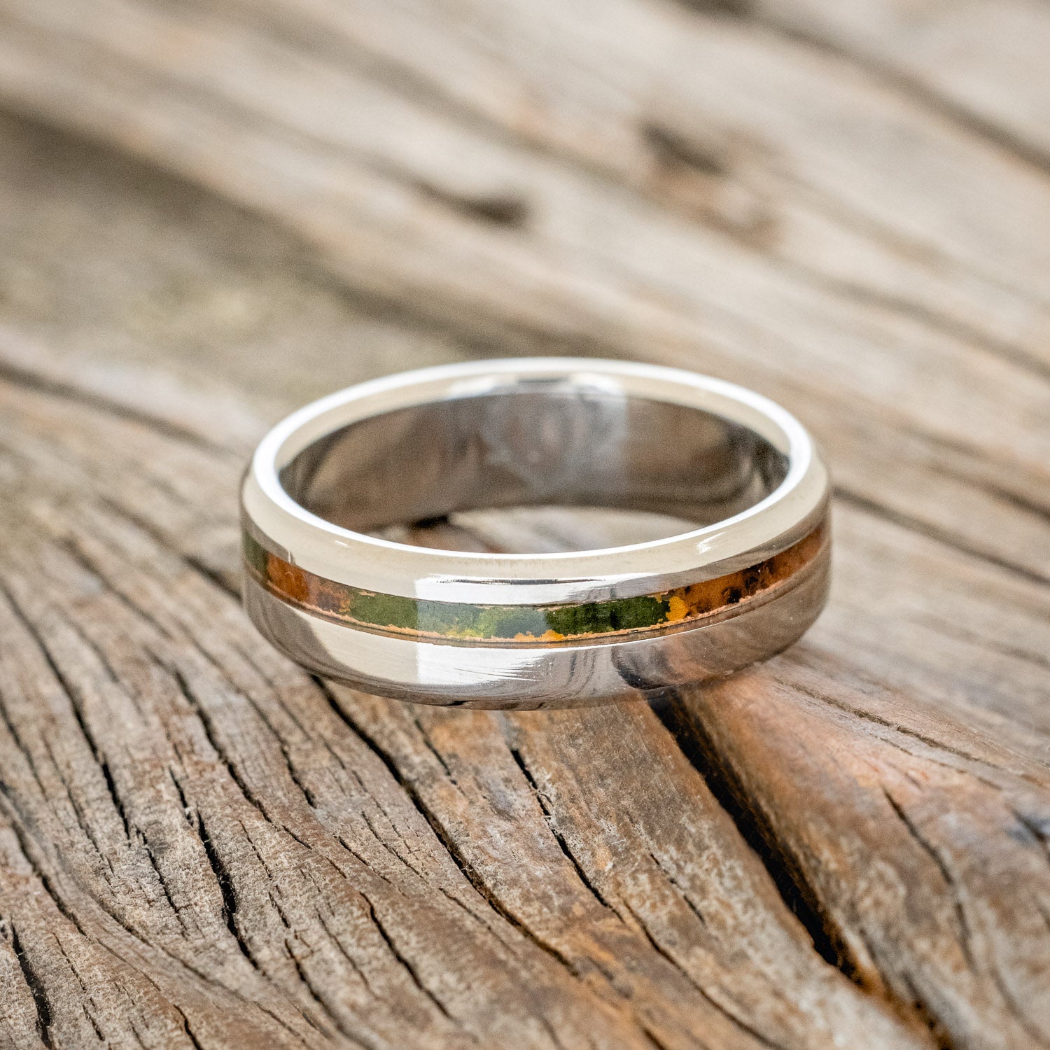 "VERTIGO" - MOSSY PATINA COPPER WEDDING BAND-3