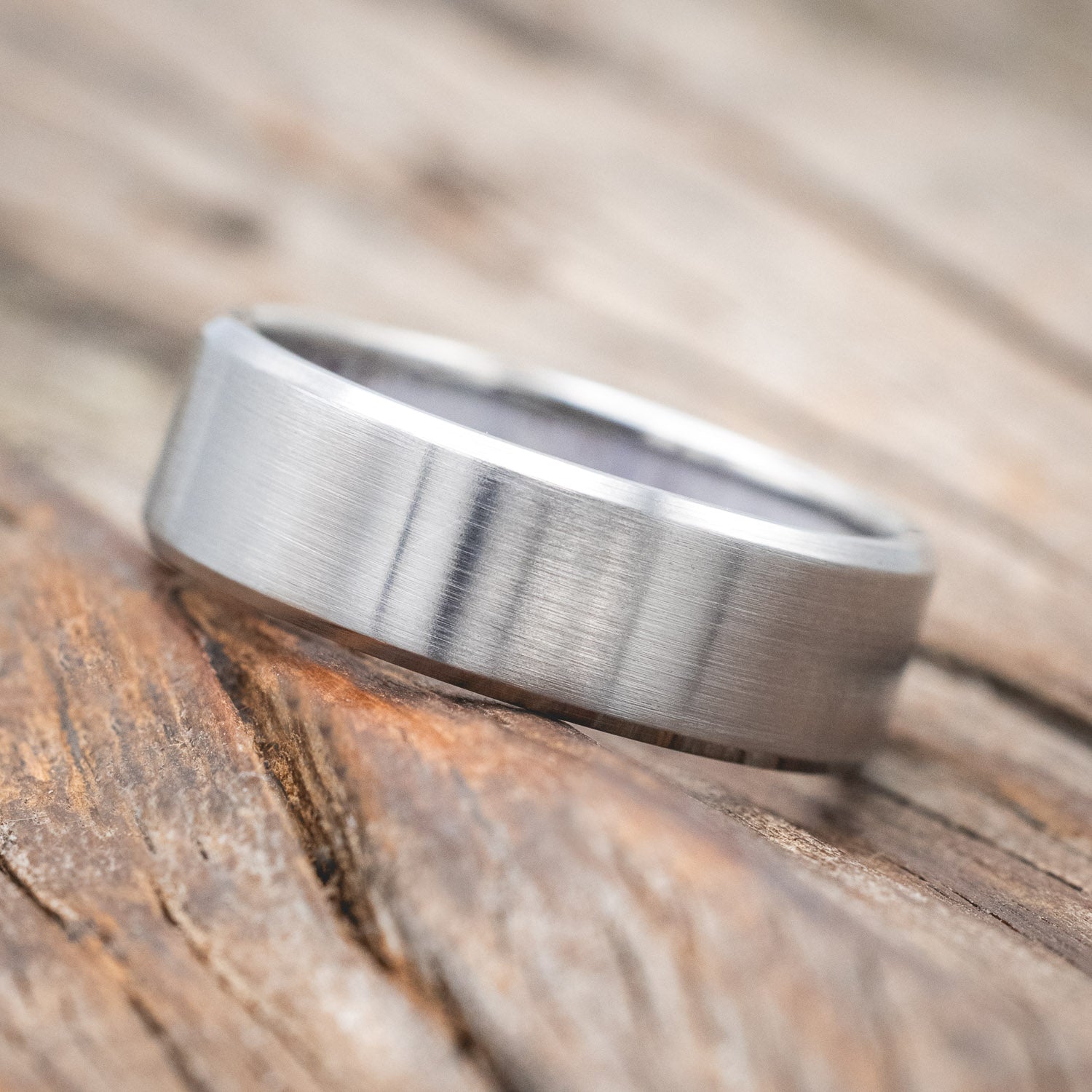 ANTLER LINED WEDDING RING WITH A BRUSHED FINISH-Staghead Designs