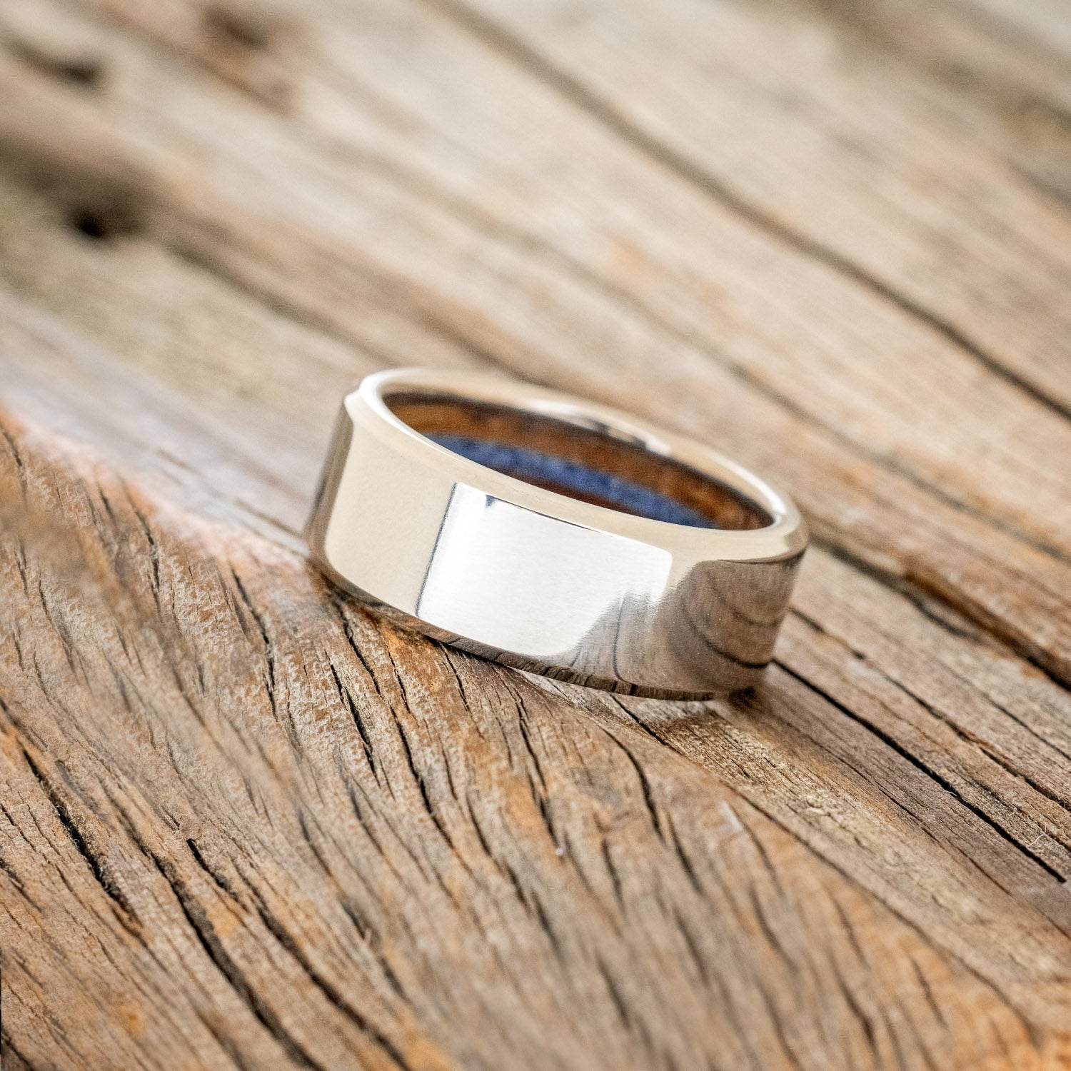 "ARGOS" - IRONWOOD, WHISKEY BARREL OAK & LAPIS LAZULI LINED WEDDING BAND-5