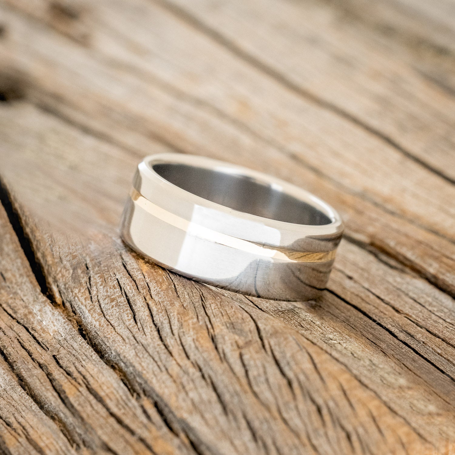 "VERTIGO" - 14K GOLD INLAY WEDDING RING-2