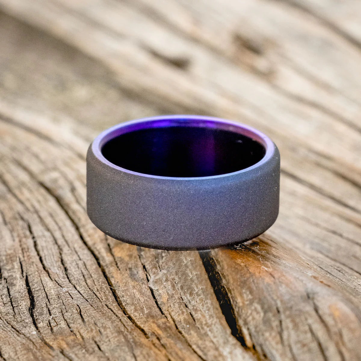 Fire-Treated Titanium Wedding Ring With Sandblasted Finish - Titanium (8mm) - Size 7 3/4