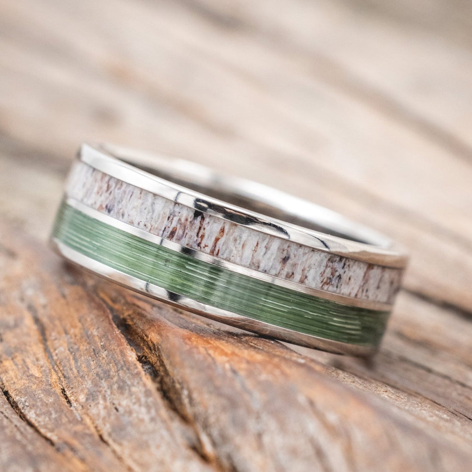 "DYAD" - ANTLER & FISHING LINE WEDDING BAND-Staghead Designs