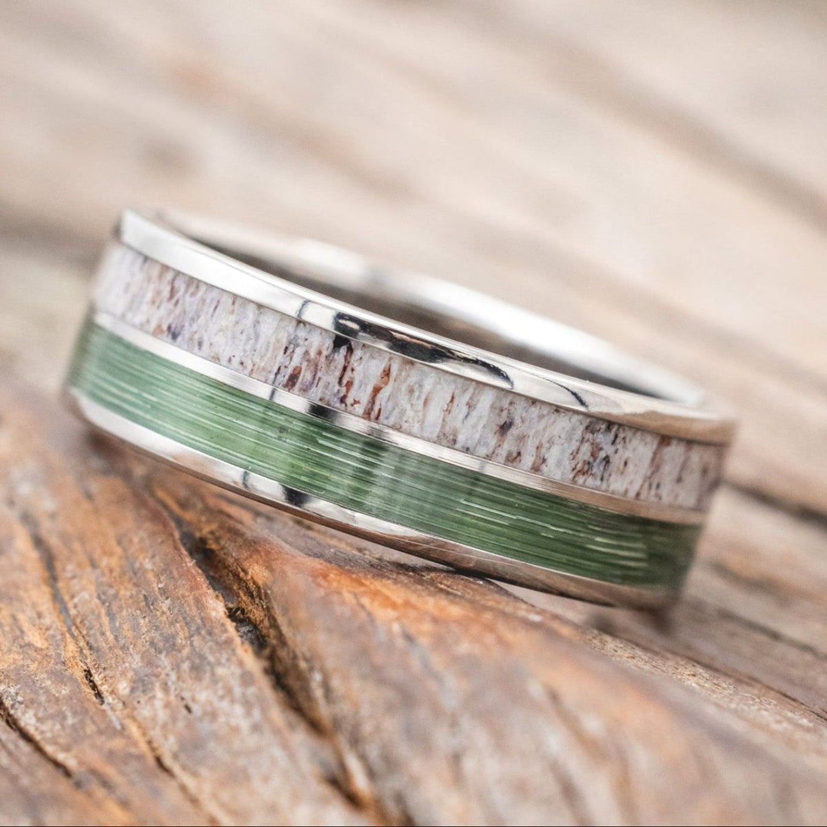 "DYAD" - ANTLER & FISHING LINE WEDDING BAND-Staghead Designs