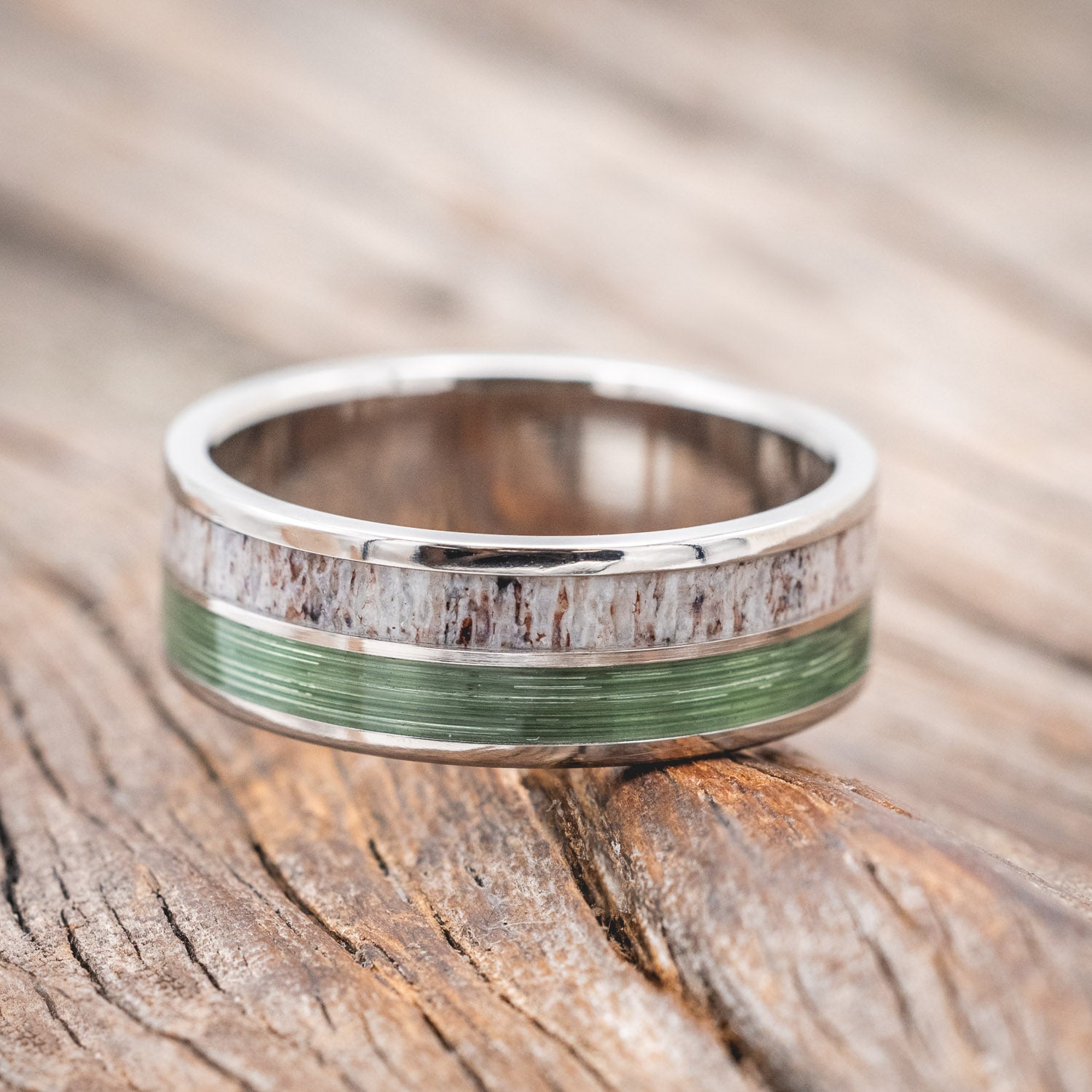 "DYAD" - ANTLER & FISHING LINE WEDDING BAND-Staghead Designs