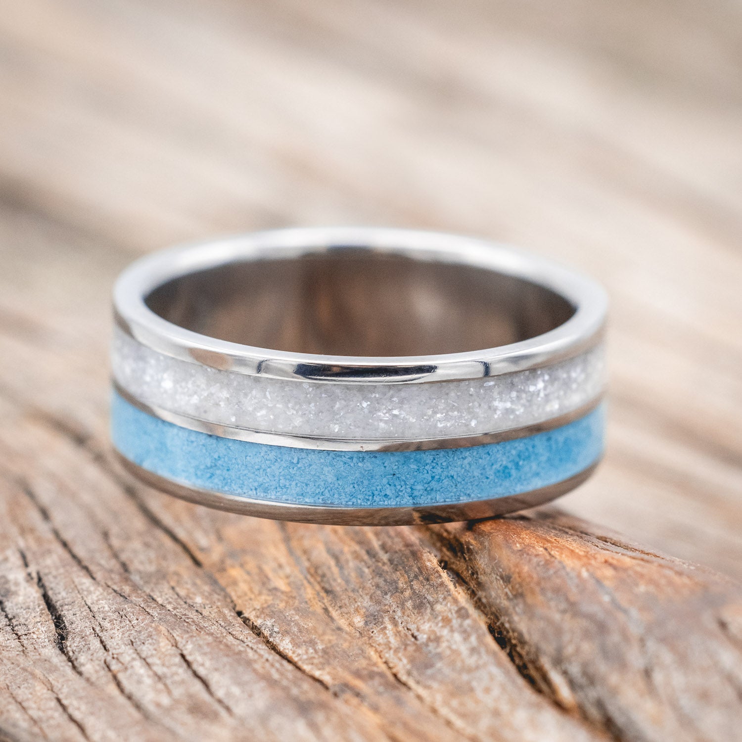 "DYAD" - DIAMOND DUST & TURQUOISE WEDDING BAND-Staghead Designs