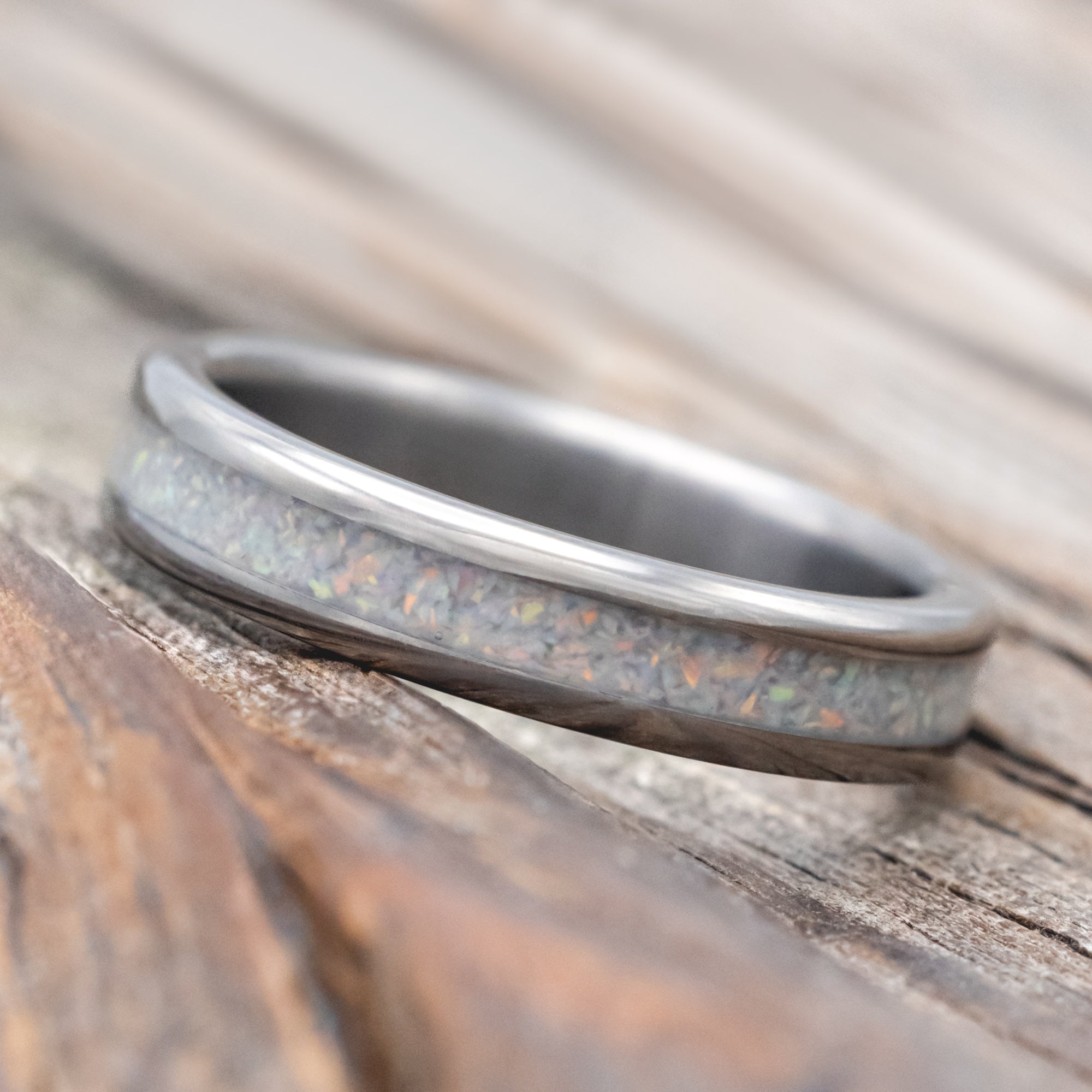 "ETERNA" - FIRE & ICE OPAL STACKING BAND-Staghead Designs