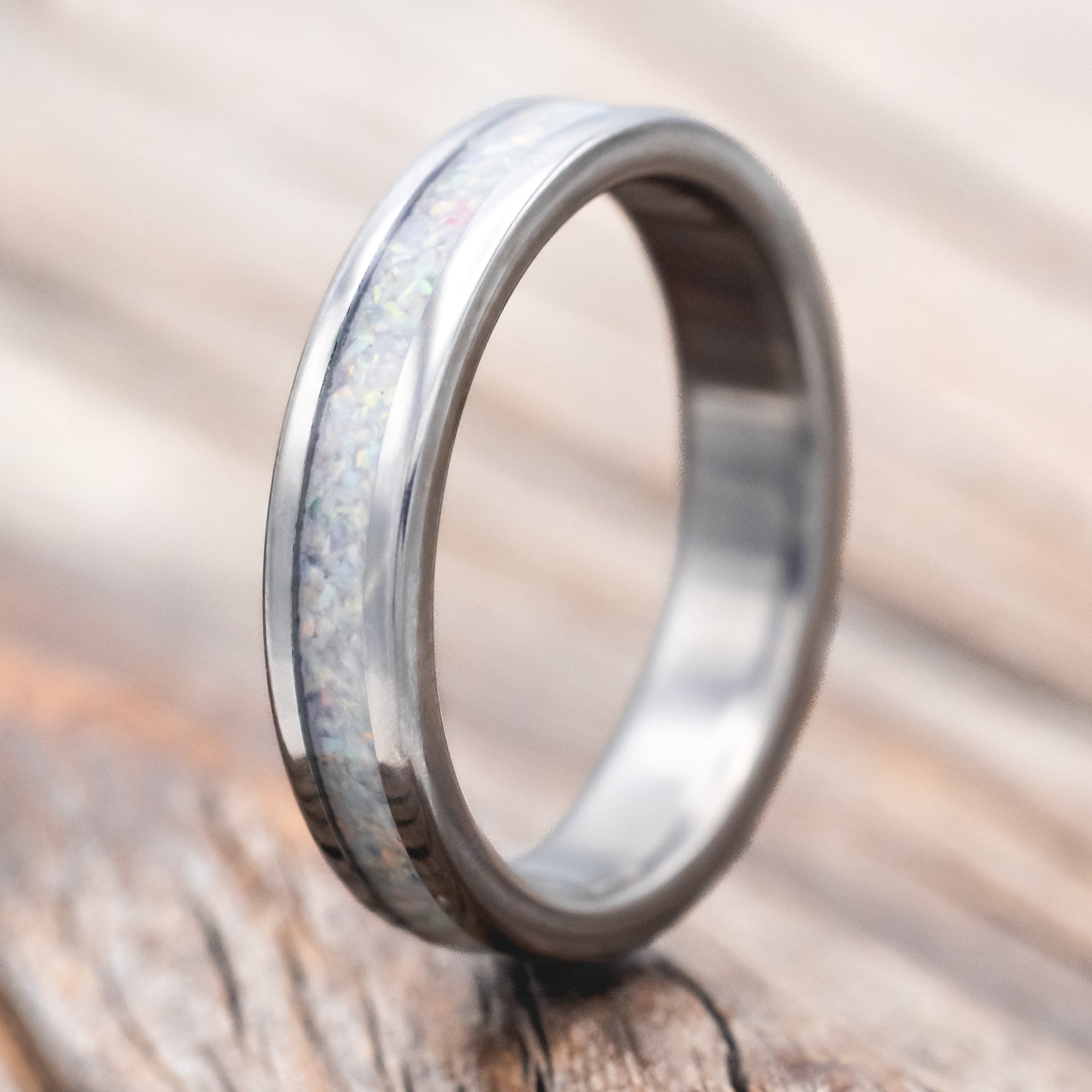 "ETERNA" - FIRE & ICE OPAL STACKING BAND-Staghead Designs