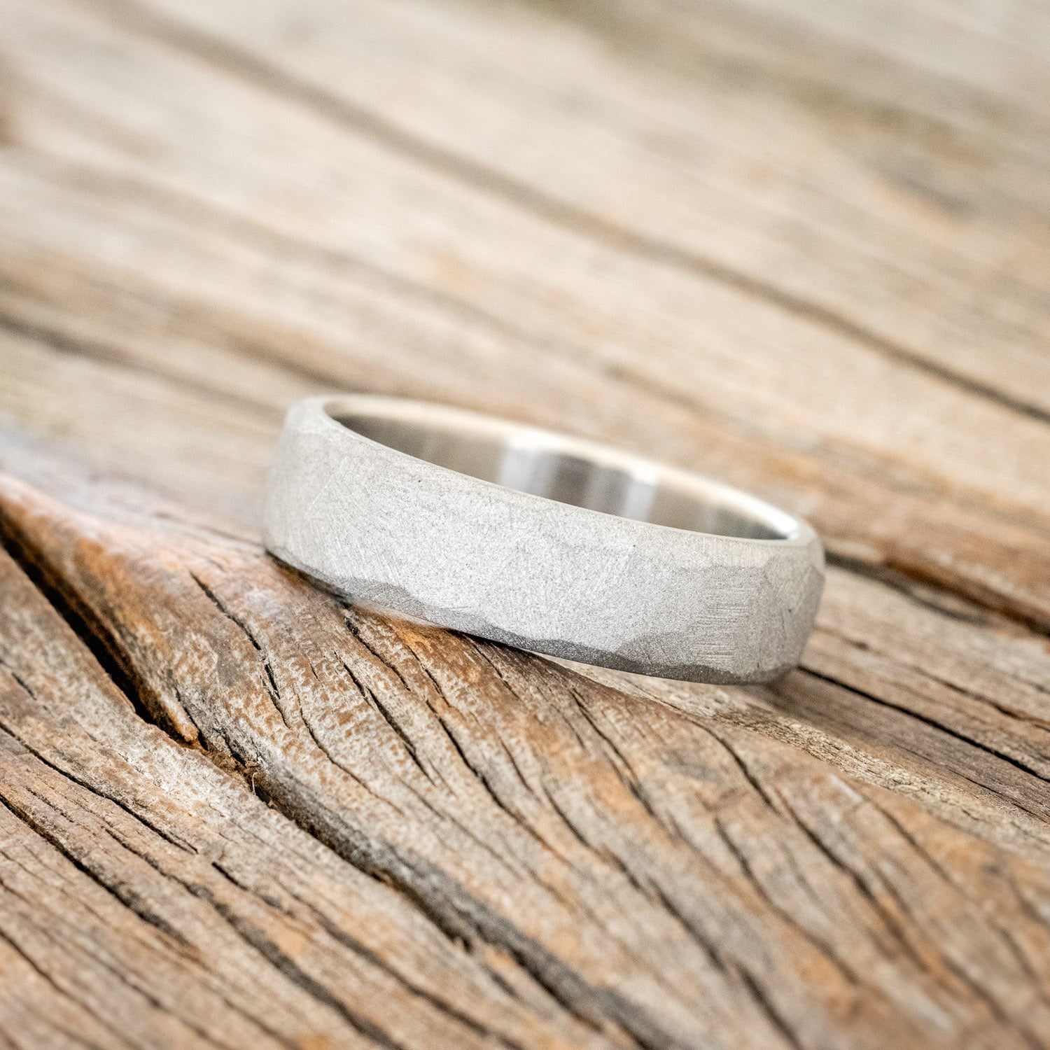 FACETED WEDDING RING WITH SANDBLASTED FINISH-2