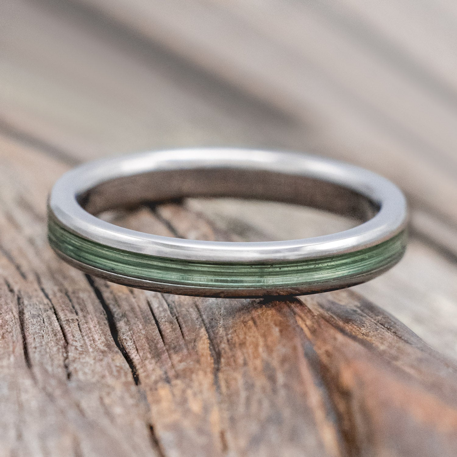 "GLEN" - MATCHING SET OF FISHING LINE & BUCKEYE BURL WOOD WEDDING BANDS-Staghead Designs