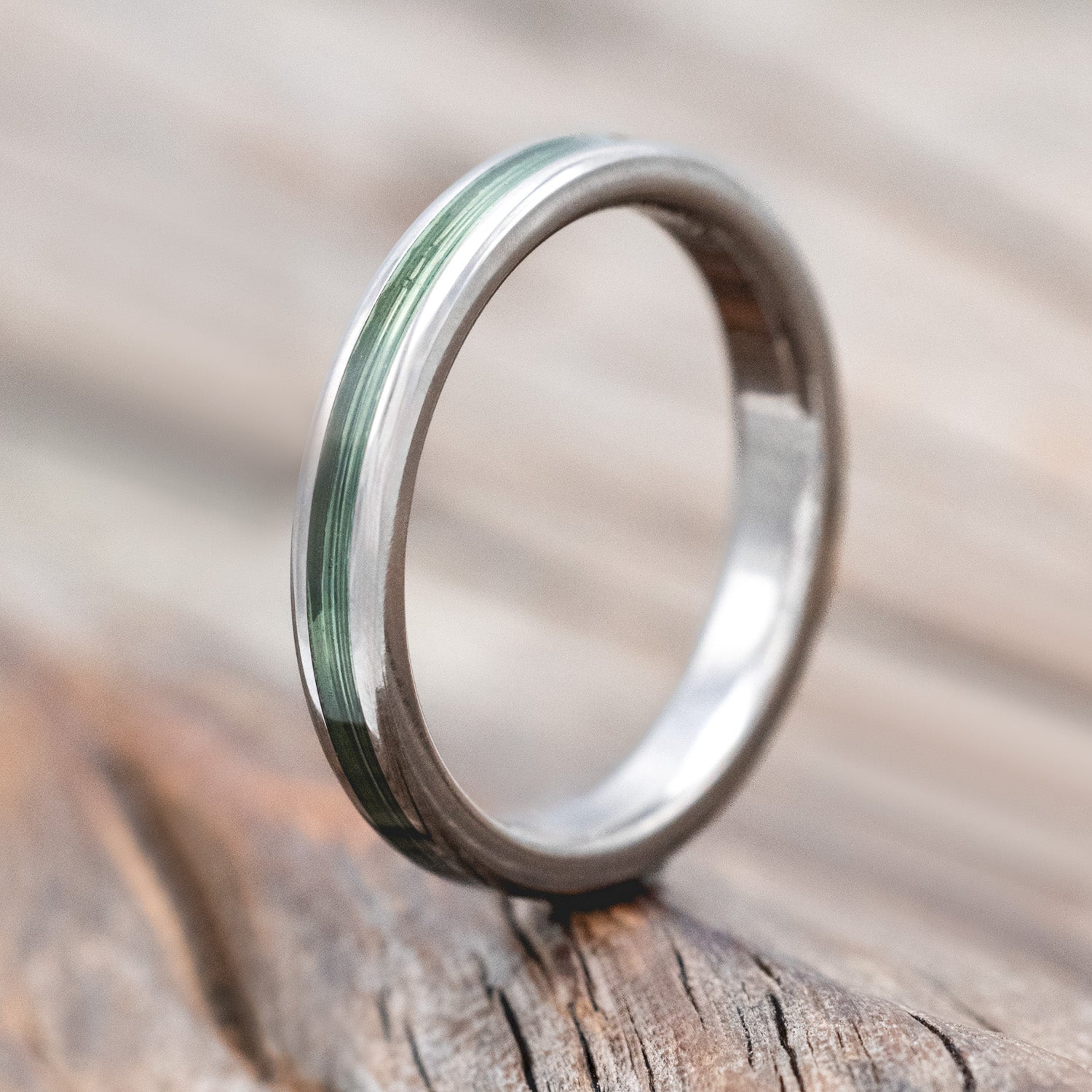 "GLEN" - MATCHING SET OF FISHING LINE & BUCKEYE BURL WOOD WEDDING BANDS-Staghead Designs