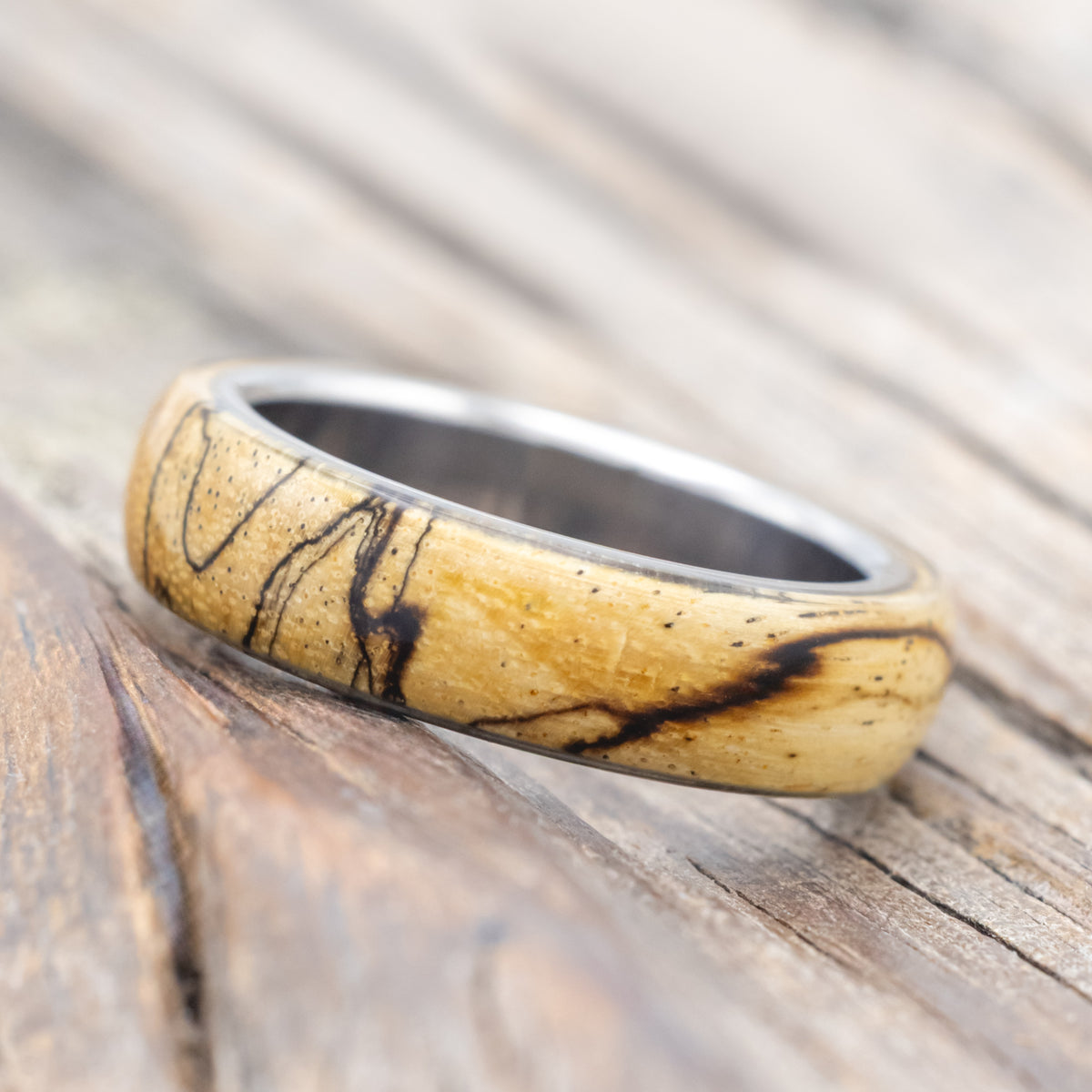 "Haven" - Spalted Maple Men's Wedding Ring-Staghead Designs