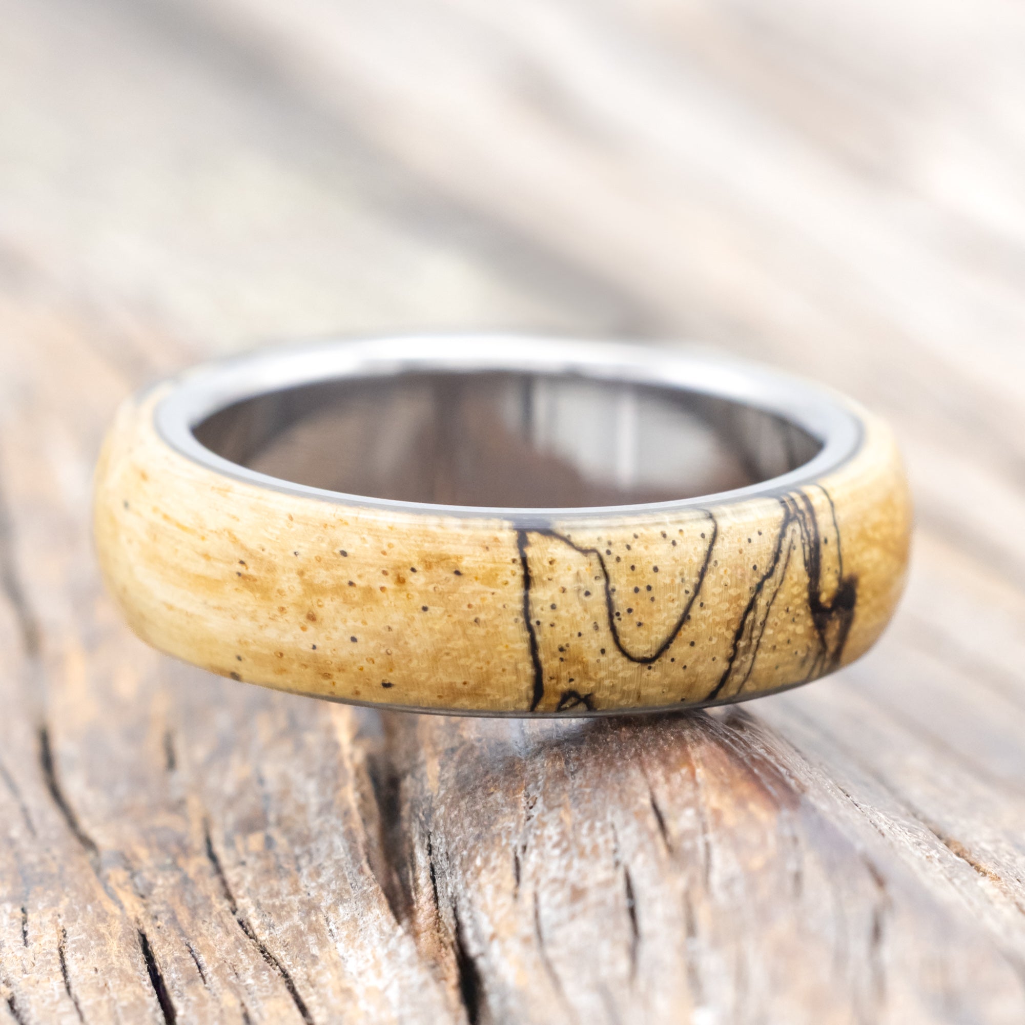 "HAVEN" - SPALTED MAPLE WEDDING RING-Staghead Designs
