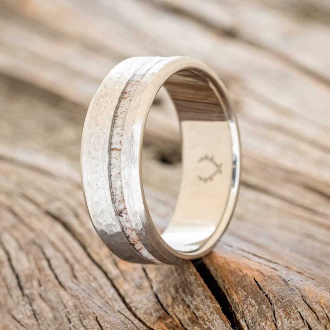 "VERTIGO" - ANTLER INLAY WEDDING RING - READY TO SHIP-Staghead Designs