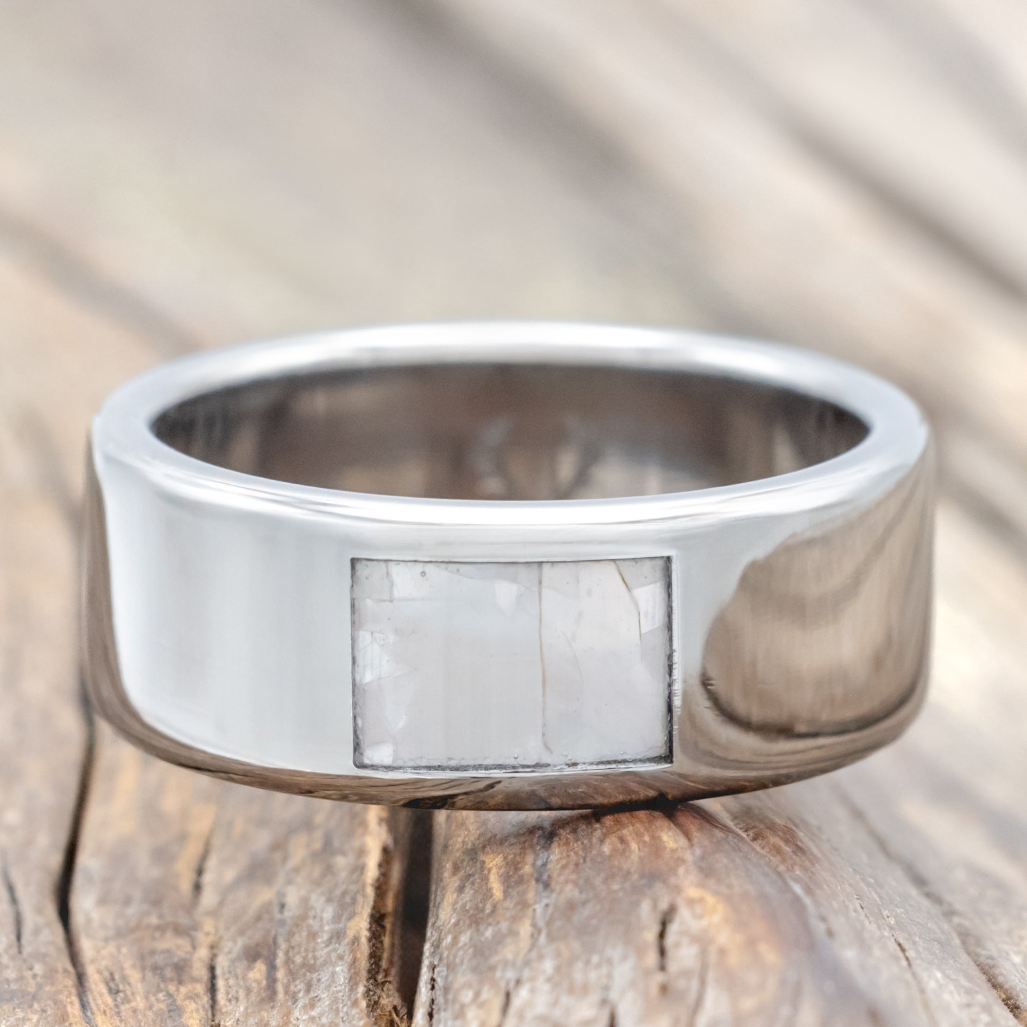 MOTHER OF PEARL WEDDING BAND-Staghead Designs