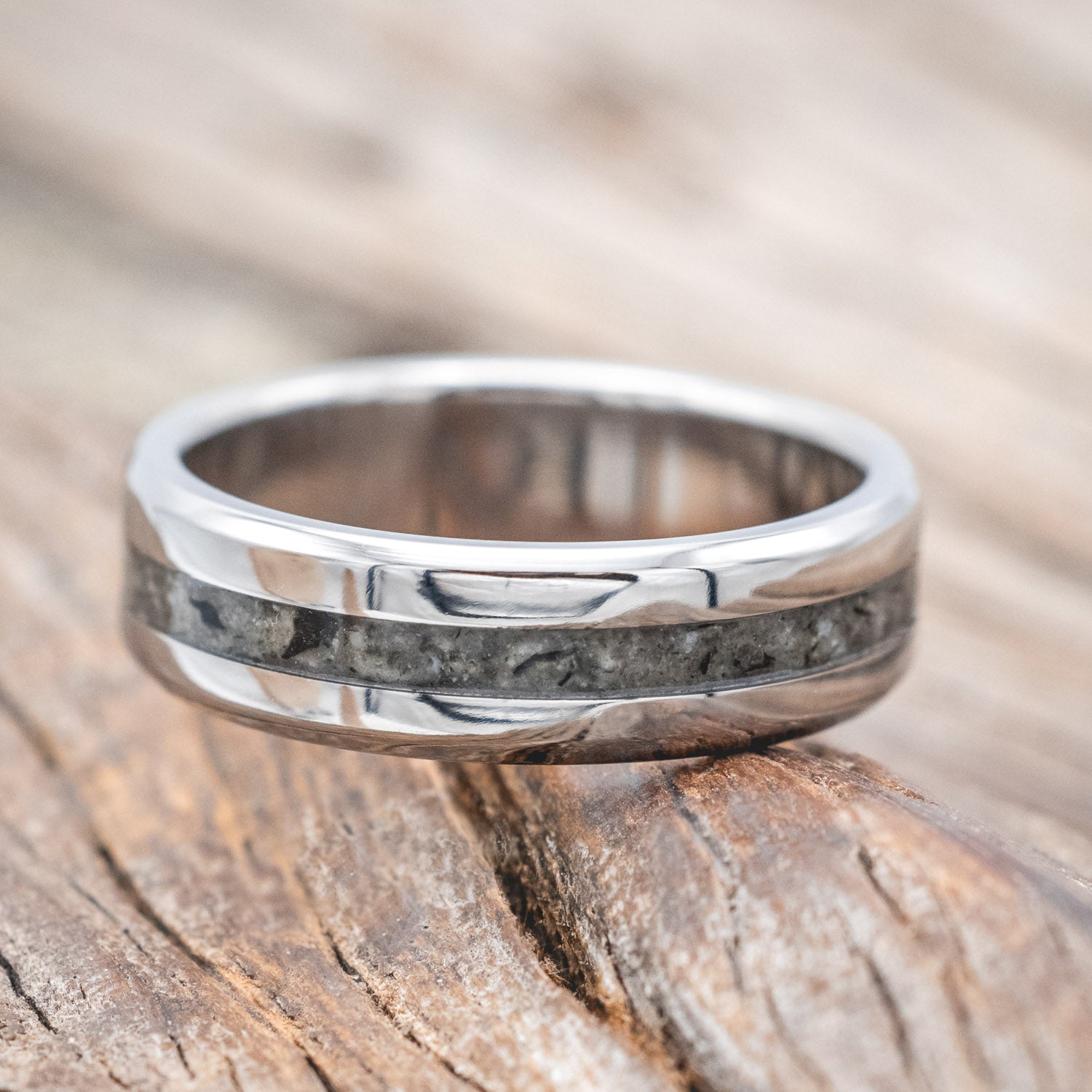 "NIRVANA" - CENTERED CRUSHED MOONSTONE WEDDING BAND-Staghead Designs