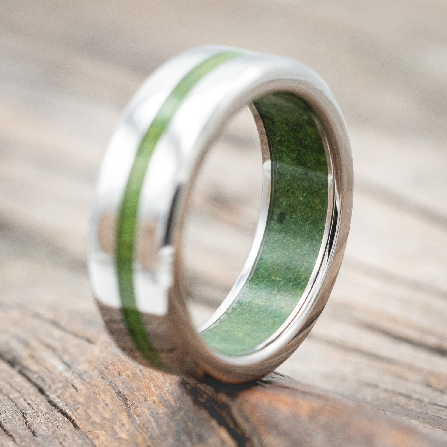 "NIRVANA" - MOSS WEDDING RING FEATURING A MOSS LINED BAND-Staghead Designs