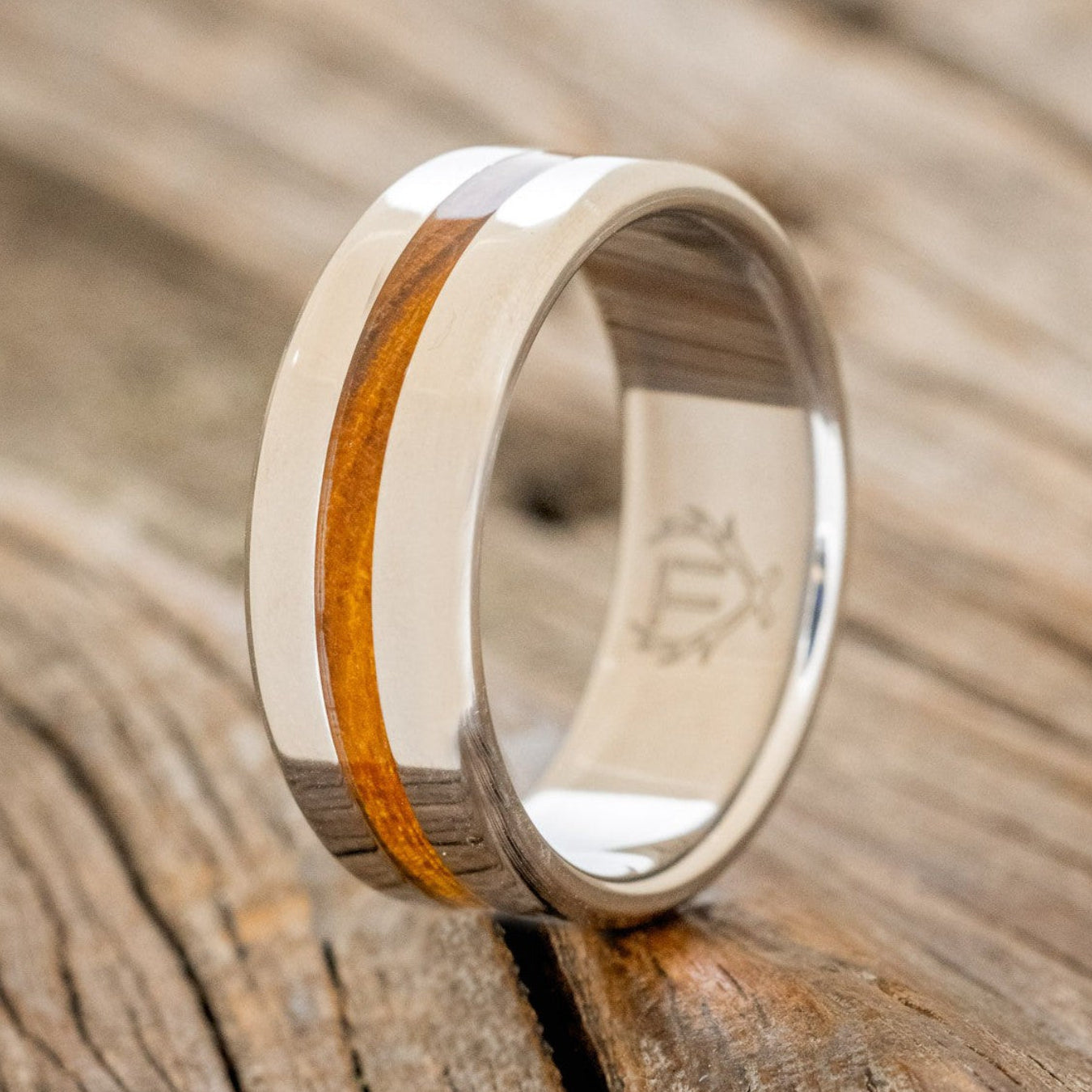 "NIRVANA" - CENTERED INLAY WEDDING BAND-Staghead Designs