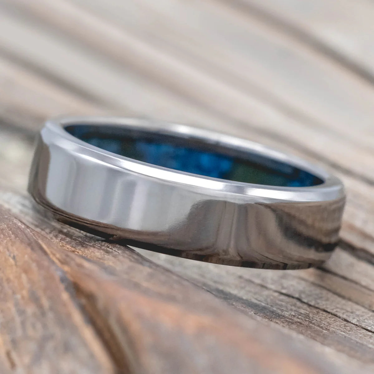 "Hyperion" - Patina Copper Lined Wedding Band - Titanium (6mm) - Size 9-Staghead Designs