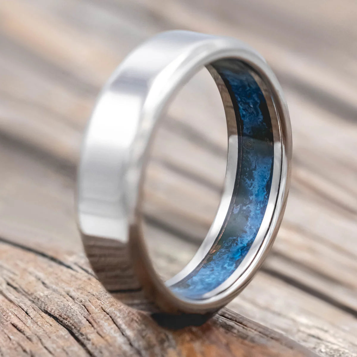 "Hyperion" - Patina Copper Lined Wedding Band - Titanium (6mm) - Size 9-Staghead Designs