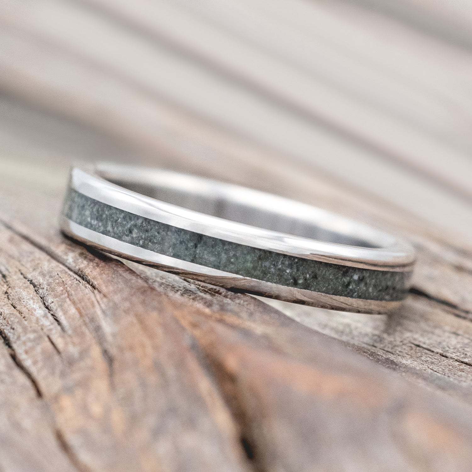 "ETERNA" - MOSS AGATE INLAY STACKING BAND-Staghead Designs