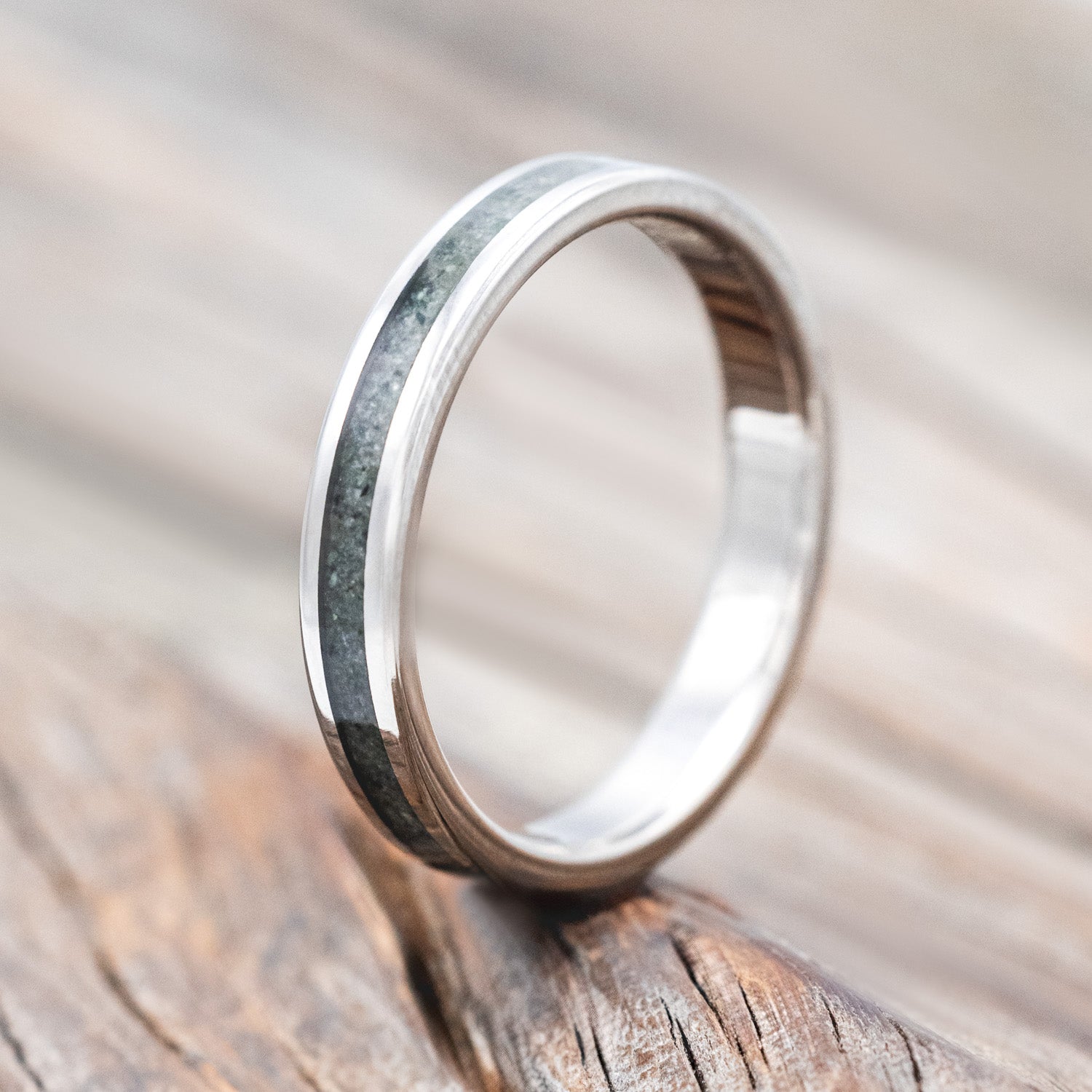 "ETERNA" - MOSS AGATE INLAY STACKING BAND-Staghead Designs