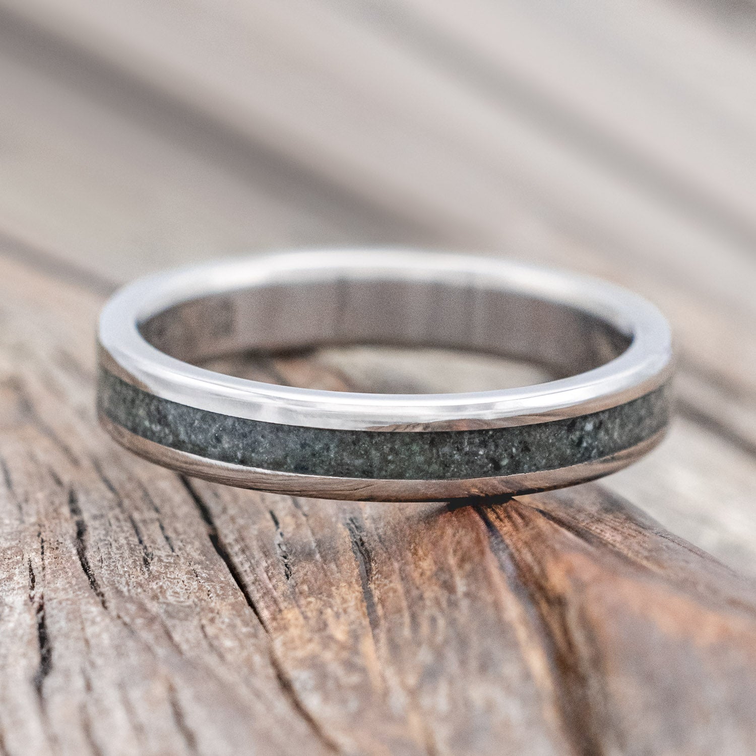 "ETERNA" - MOSS AGATE INLAY STACKING BAND-Staghead Designs
