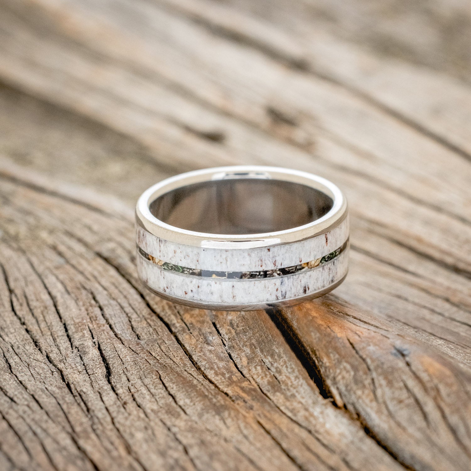"RAINIER" - ELK ANTLER & CAMO WEDDING BAND-3