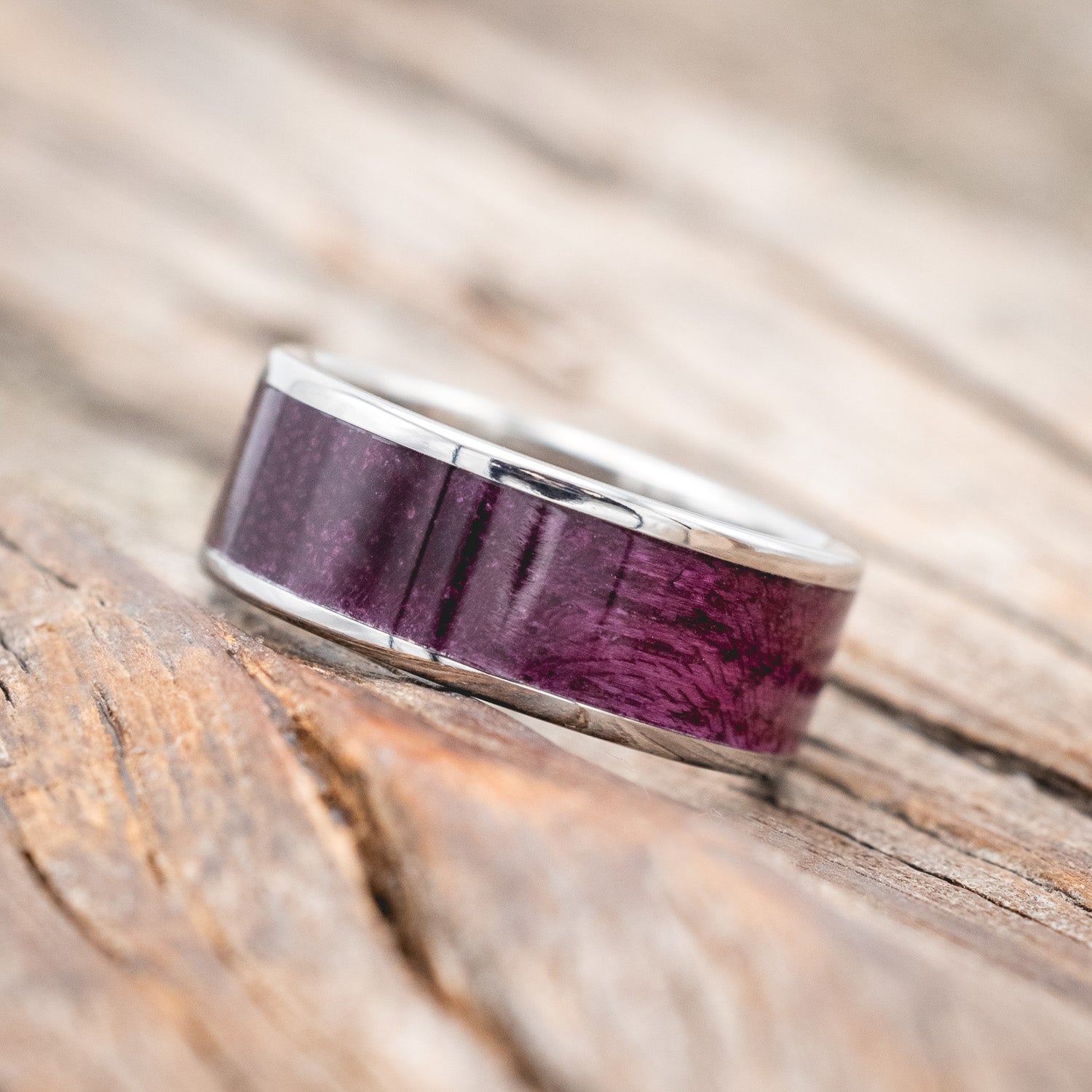 "RAINIER" - PURPLEHEART WOOD WEDDING RING-Staghead Designs