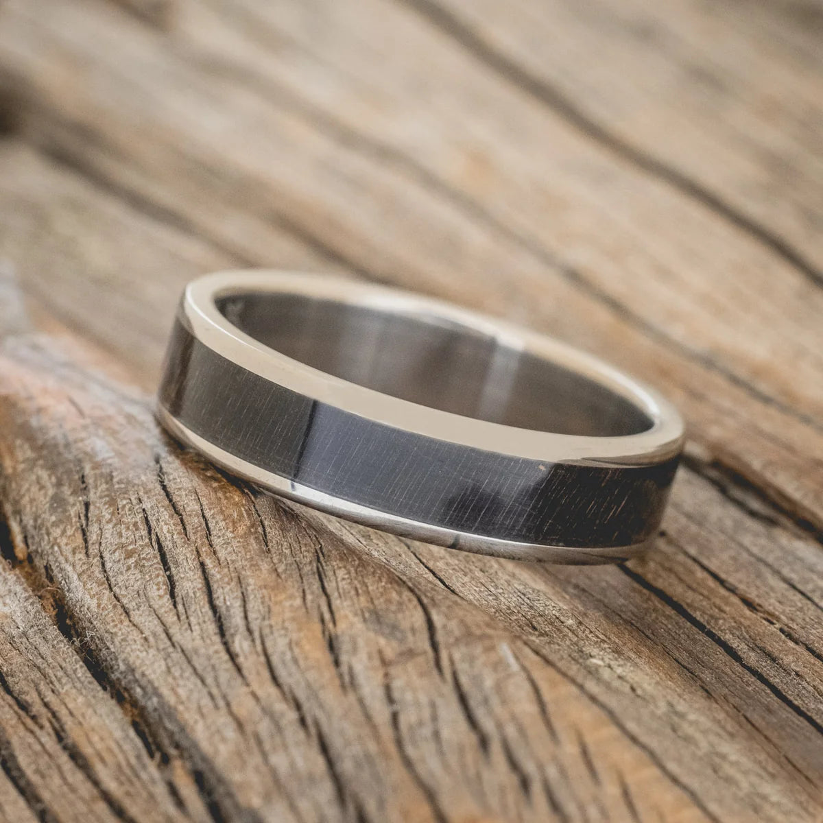 "Rainier" - Dark Maple Wood Wedding Ring - Titanium (6mm) - Size 10