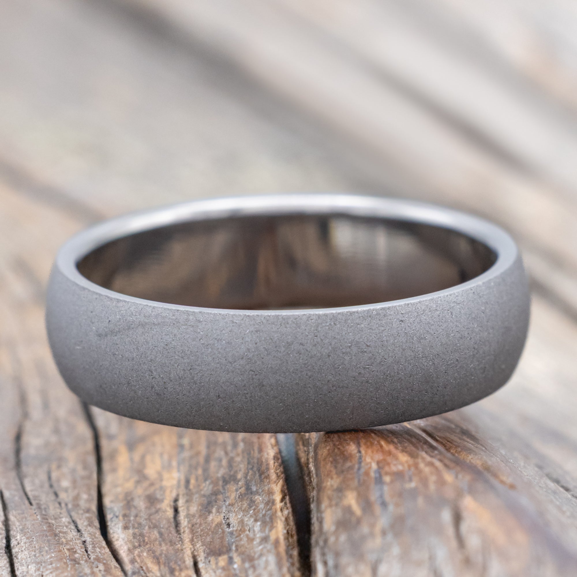 Domed Profile Wedding Band With Sandblasted Finish-Staghead Designs