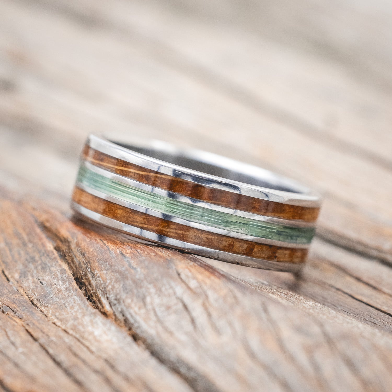 "RIO" - WHISKEY BARREL & FISHING LINE WEDDING BAND-Staghead Designs