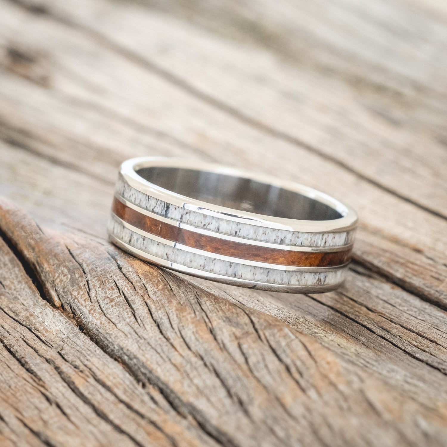 "RIO" - IRONWOOD & ANTLER WEDDING BAND - READY TO SHIP-2