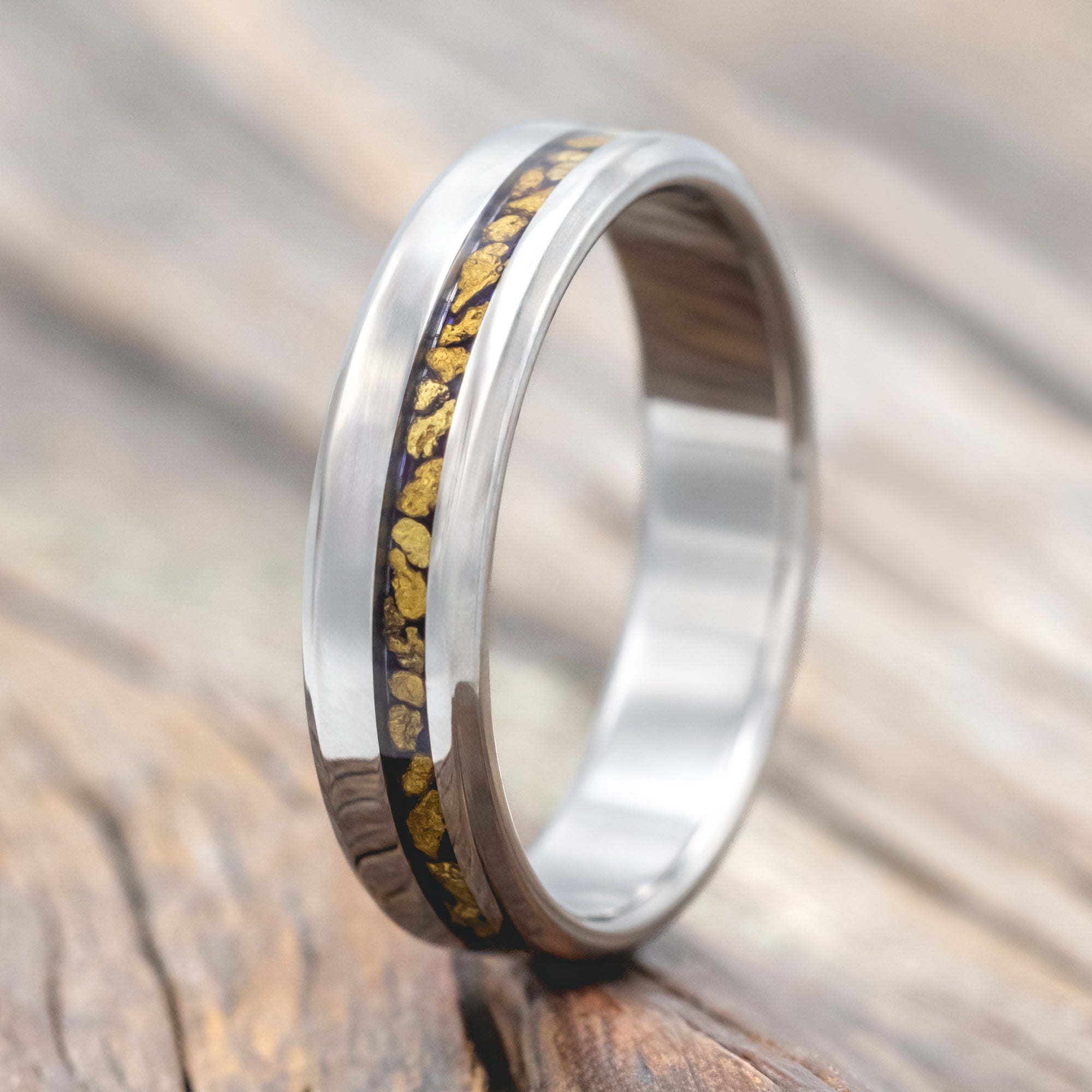 "VERTIGO" - GOLD NUGGET WEDDING RING-Staghead Designs