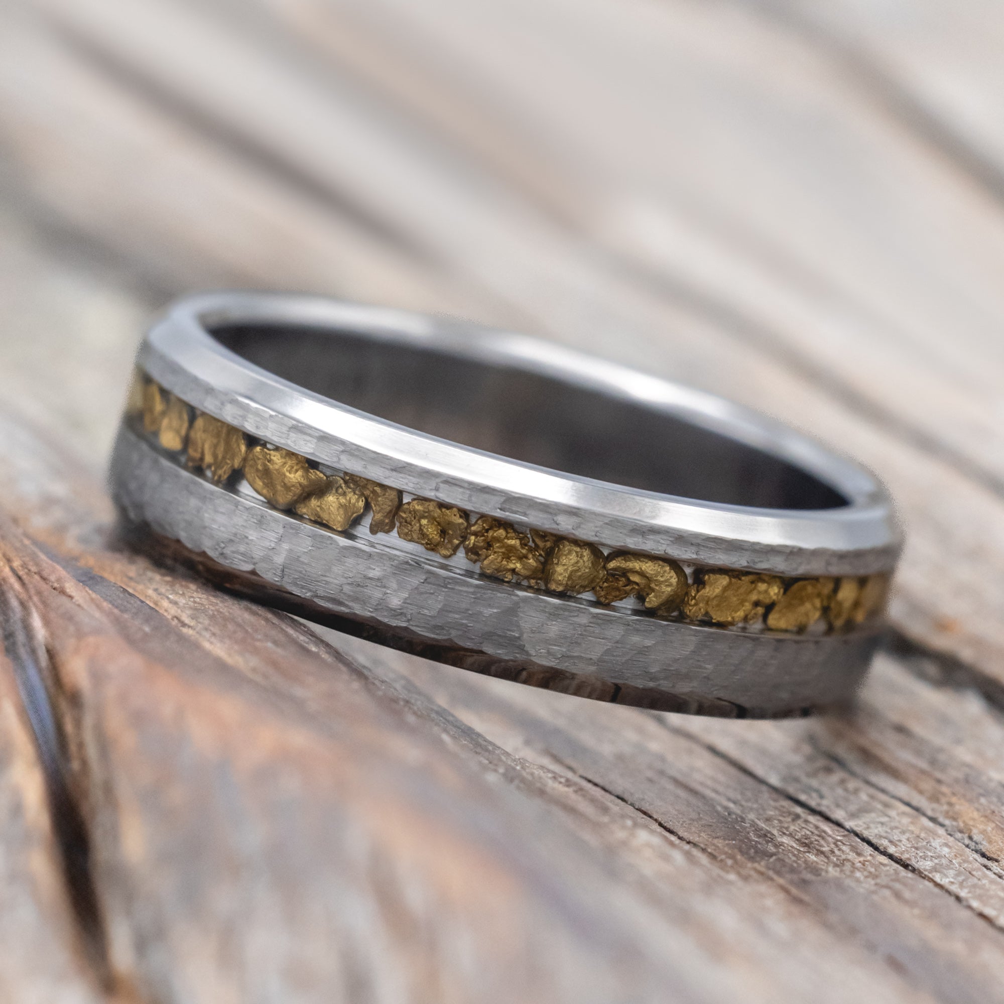 "VERTIGO" - GOLD NUGGET WEDDING RING-Staghead Designs