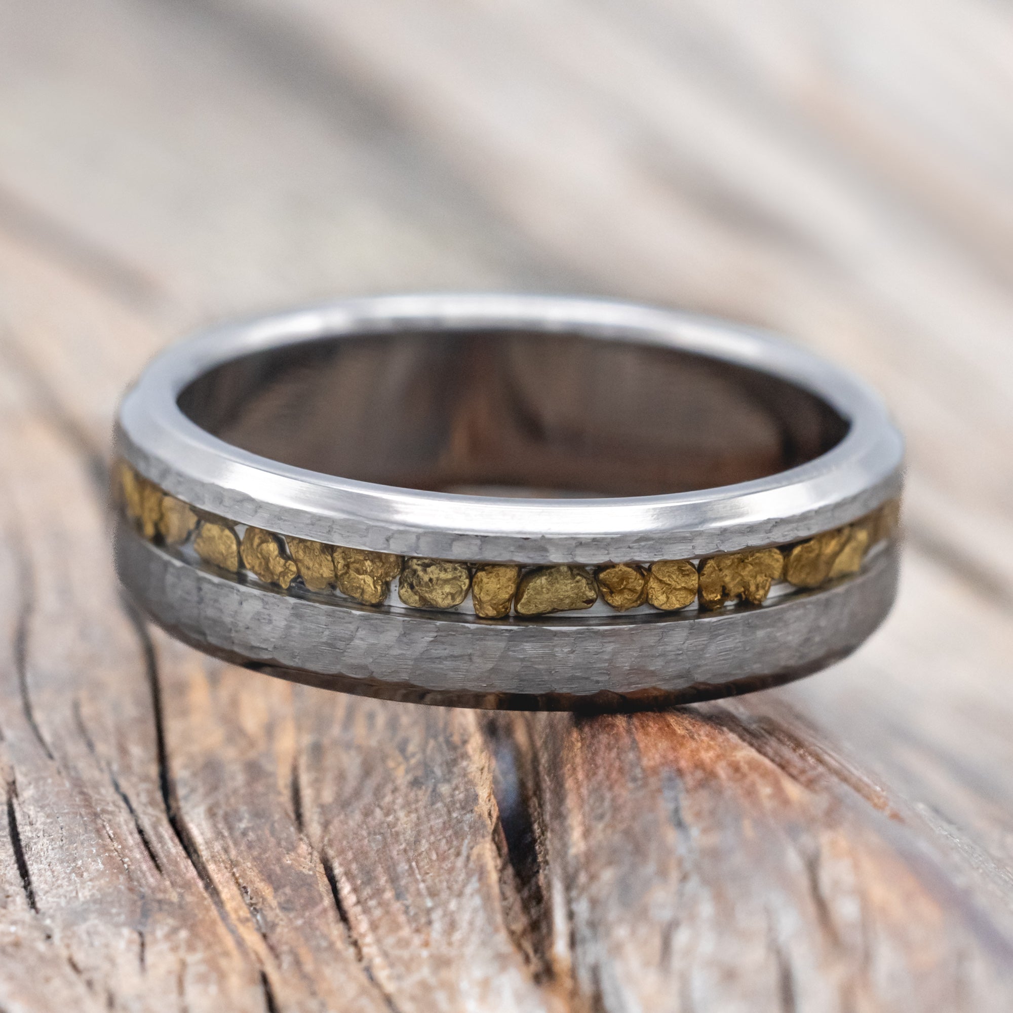 "VERTIGO" - GOLD NUGGET WEDDING RING-Staghead Designs