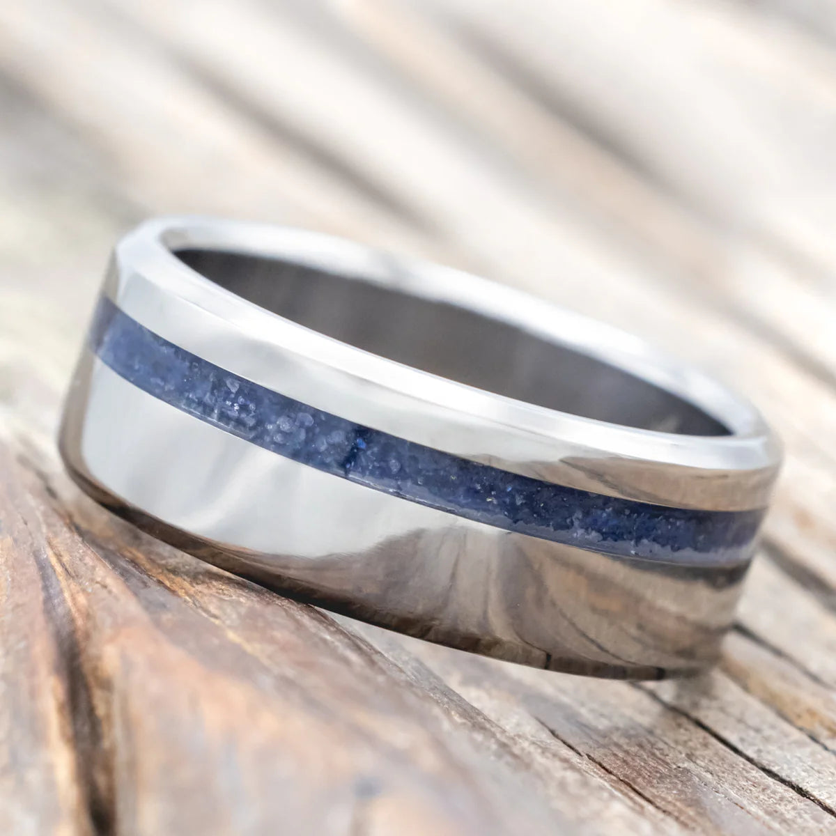 "Vertigo" - Lapis Lazuli Wedding Band - Titanium (8mm) - Size 9