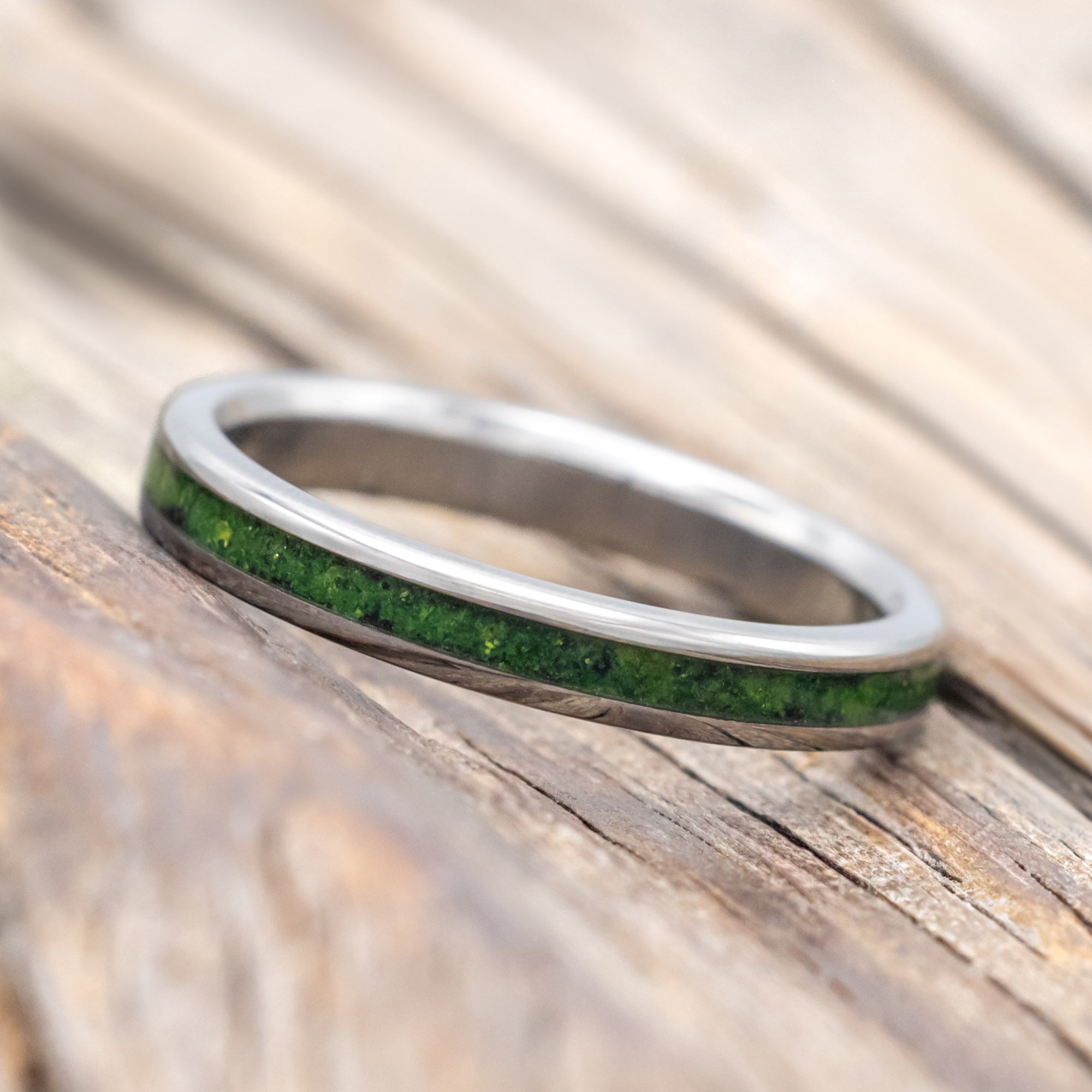 "ETERNA" - MOSS INLAY STACKING BAND-Staghead Designs