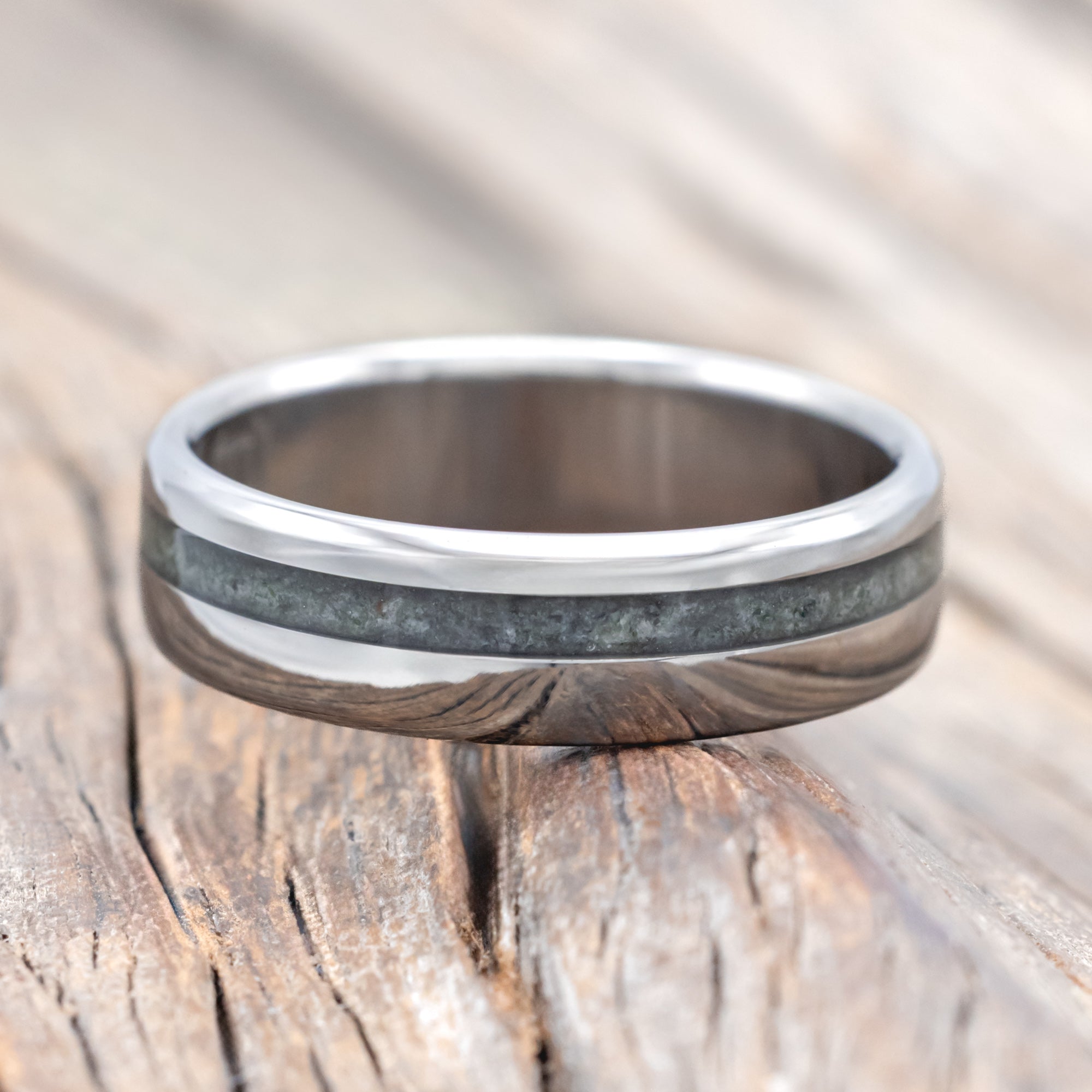 "VERTIGO" - MOSS AGATE WEDDING BAND-Staghead Designs