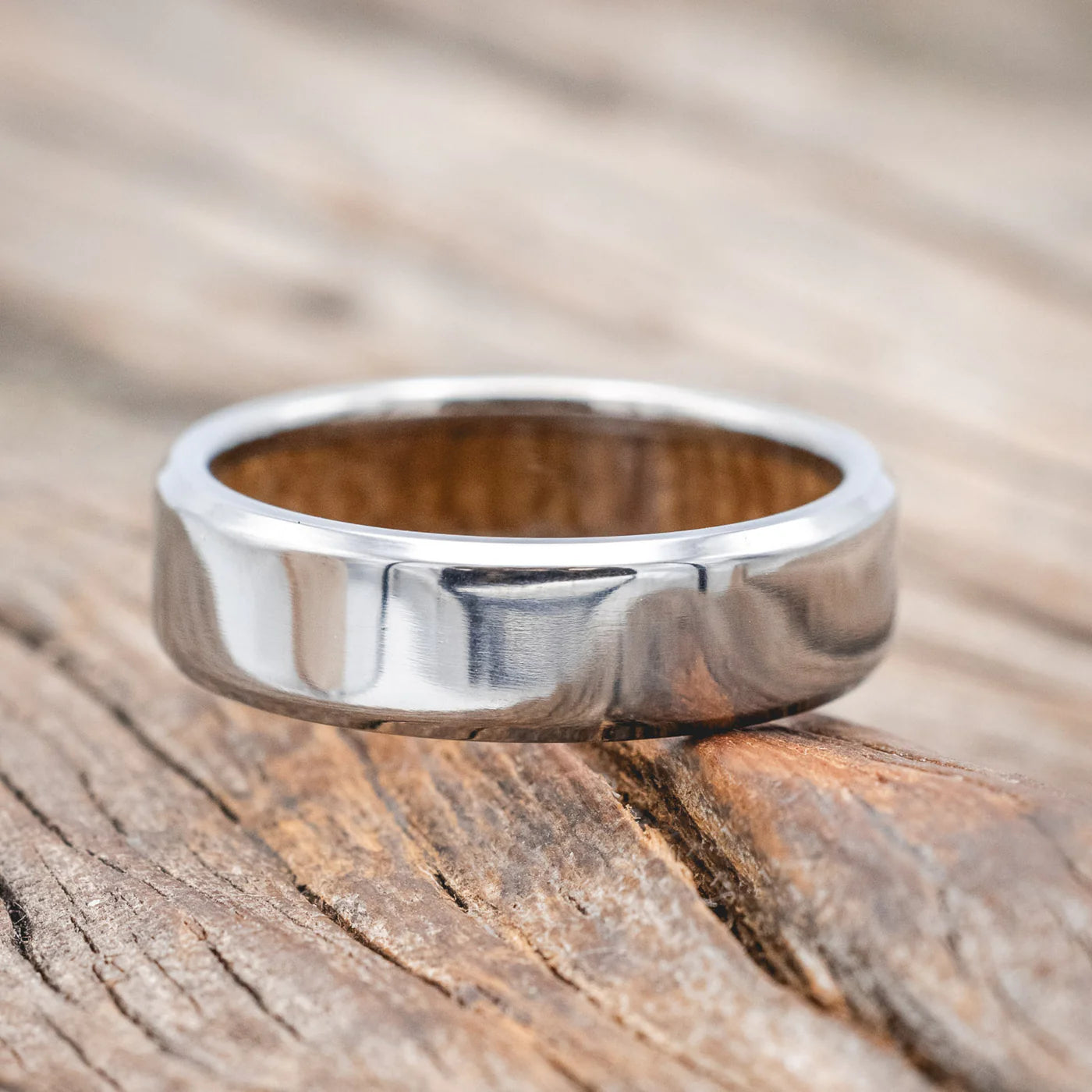 WHISKEY BARREL LINED WEDDING BAND - TITANIUM (6MM) - SIZE 12 1/2-Staghead Designs
