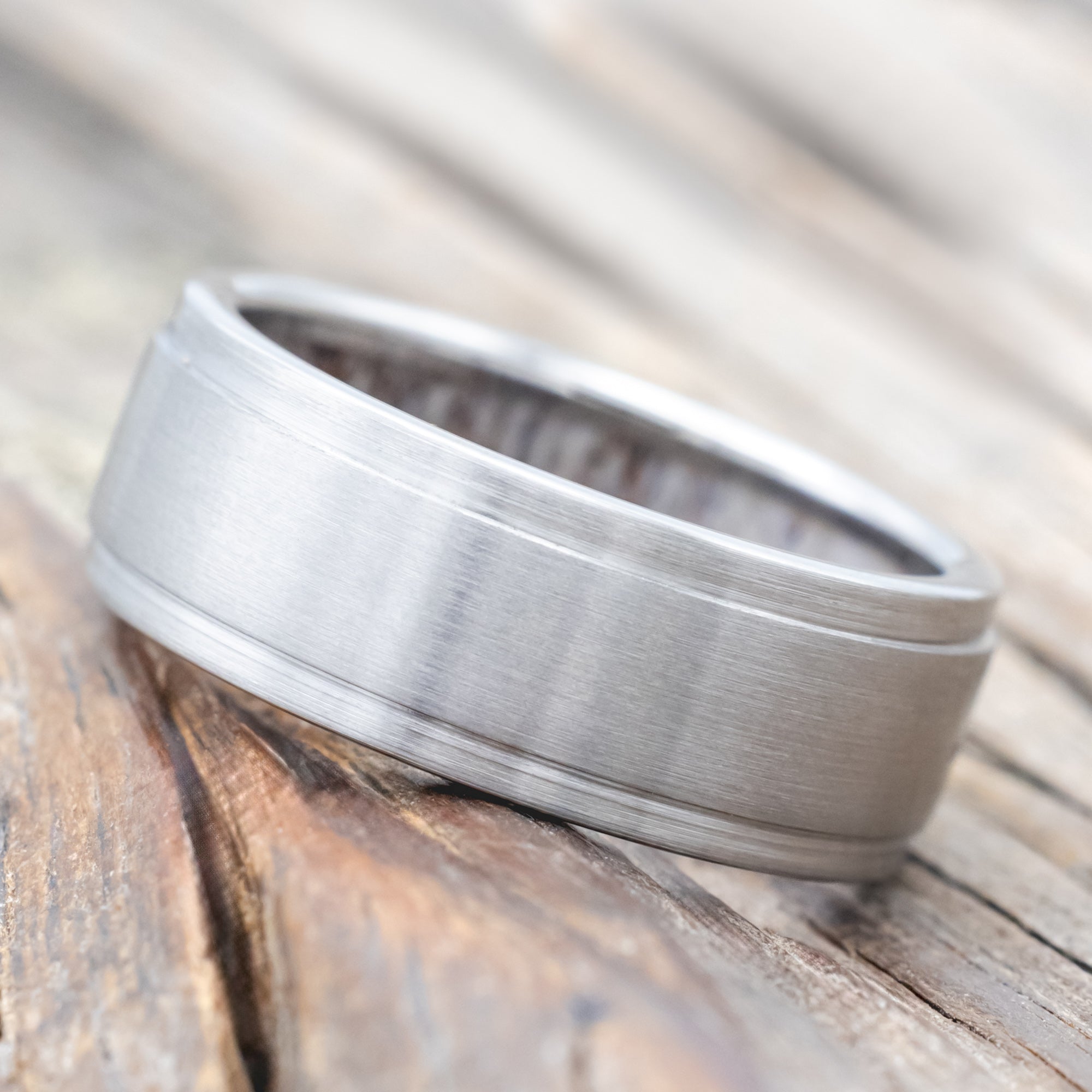 "SEDONA" - ANTLER LINED WEDDING RING WITH A BRUSHED FINISH